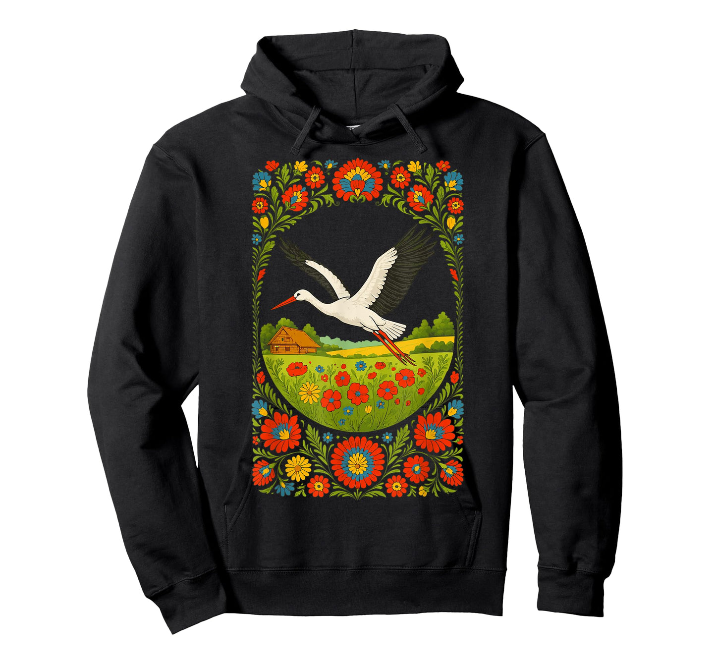 Polish Stork Folk Art Polska Countryside Design T-Shirt