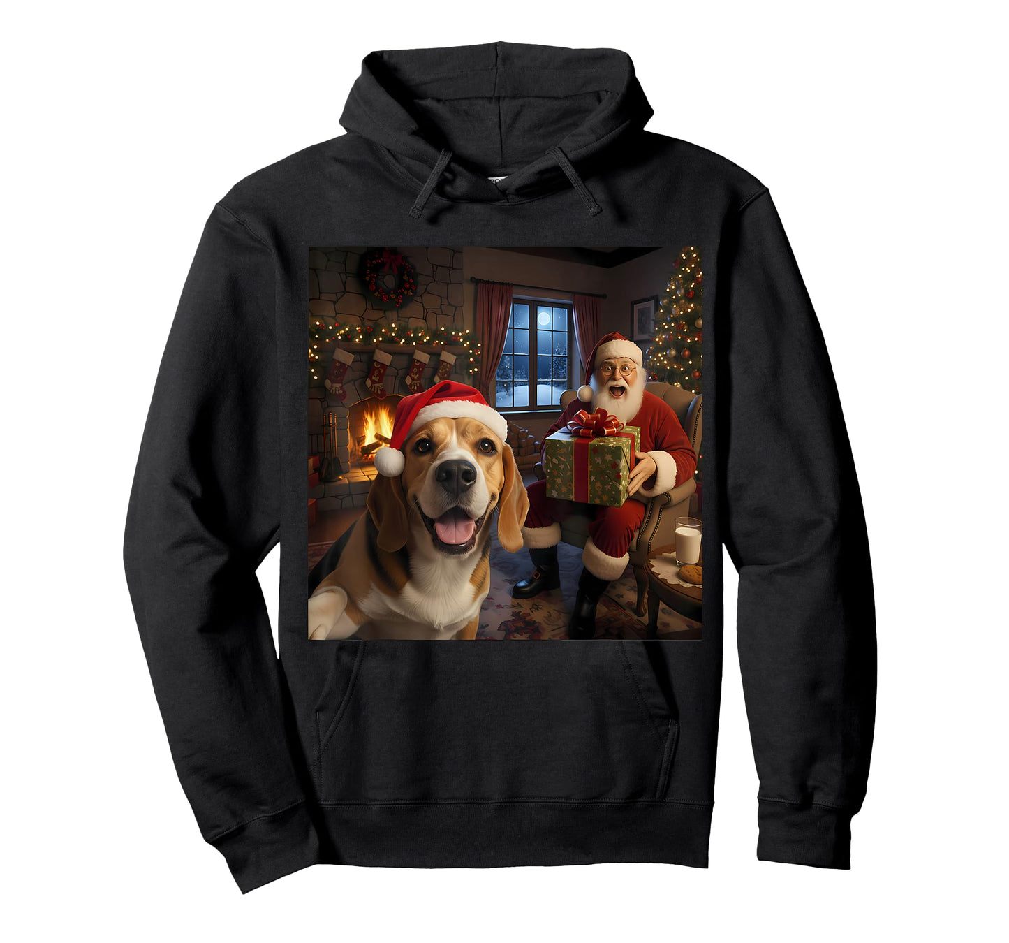 Beagle Selfie with Santa Claus Funny Christmas Meme T-Shirt