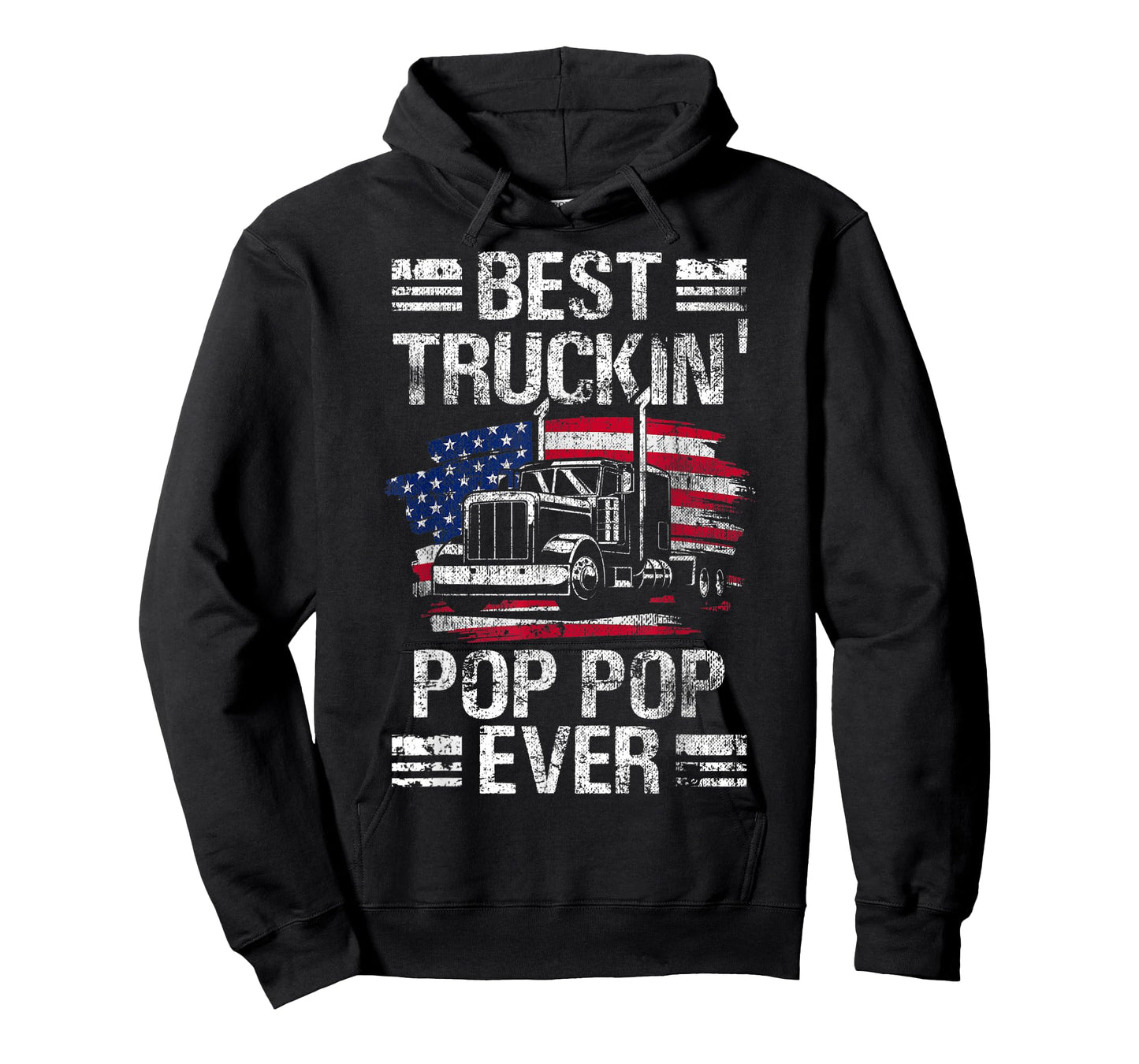 Mens Best Truckin Pop Pop Ever USA Flag Semi Truck Driver Gift T-Shirt