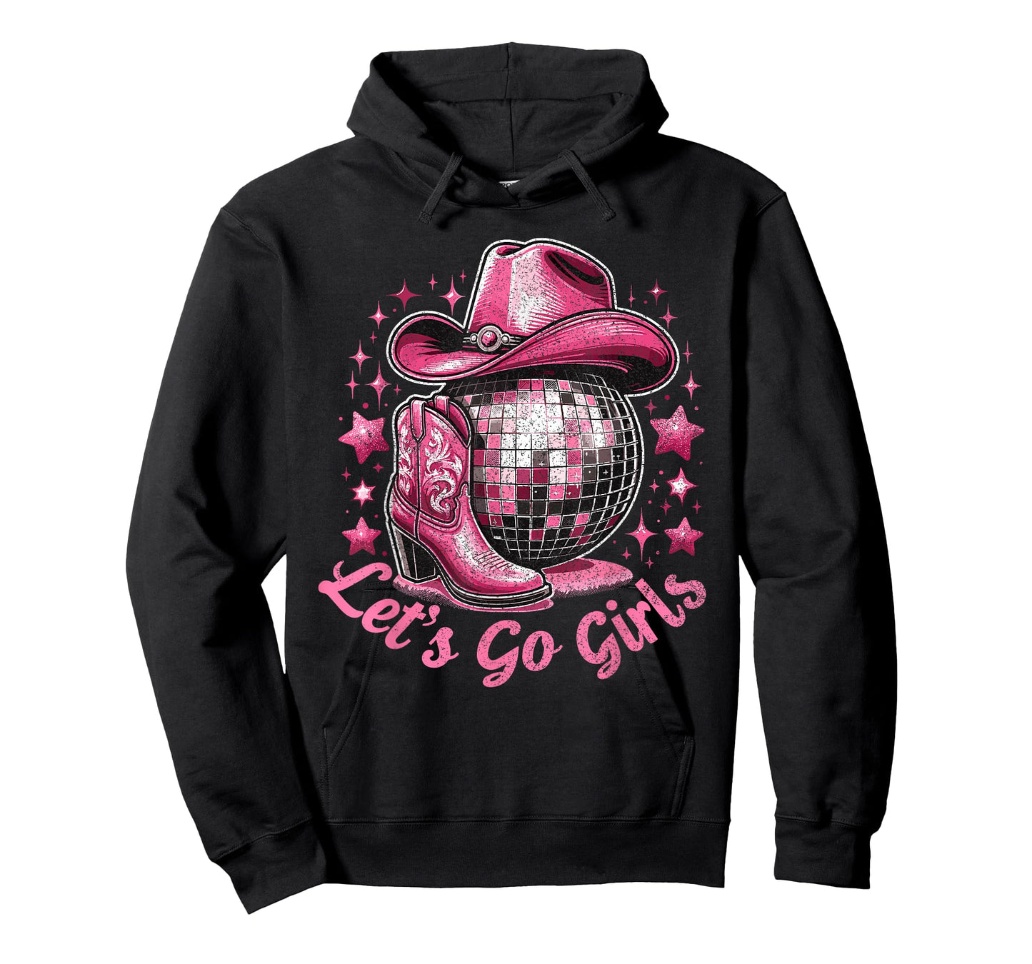 Western Cowgirl Rodeo Disco Retro Bachelorette Party T-Shirt, Small, Black