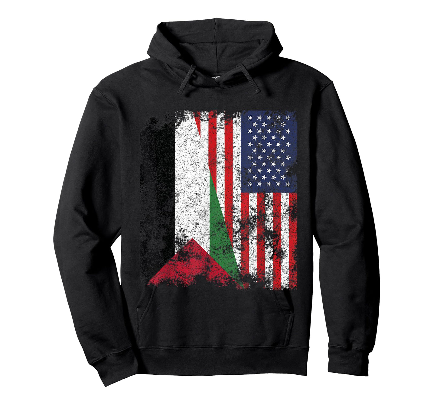 Palestine USA Flag Distressed - Half American T-Shirt