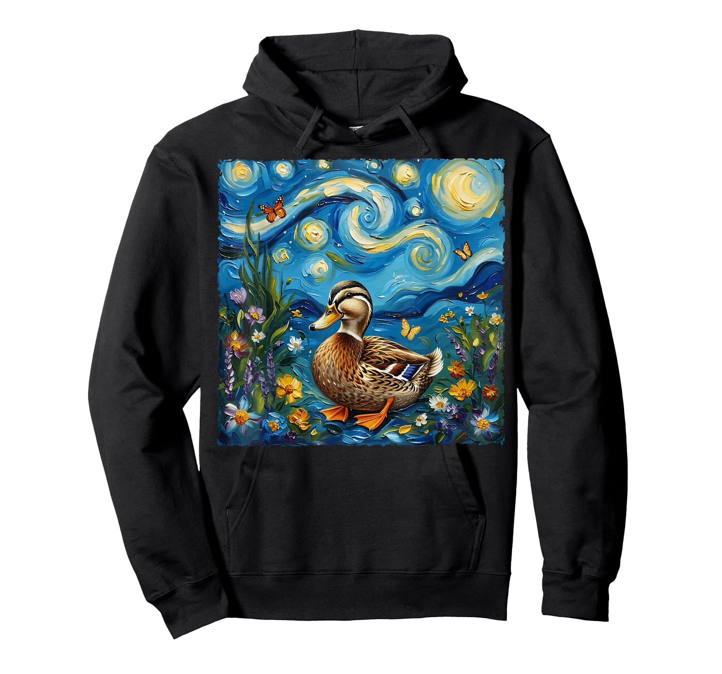 Van Gogh's Starry Night Style Earth Day Duck Wildlife Art T-Shirt