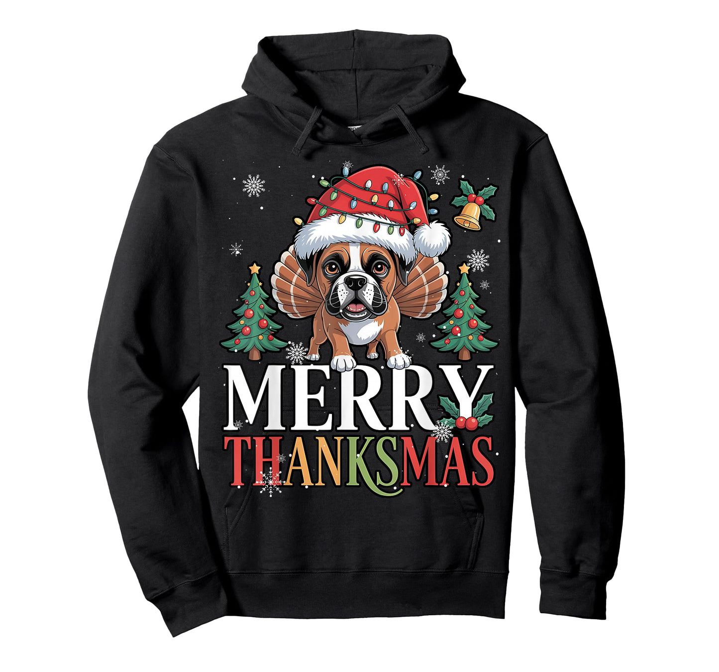 Merry Thanksmas Santa Boxer Dog Happy Thanksgiving Xmas T-Shirt