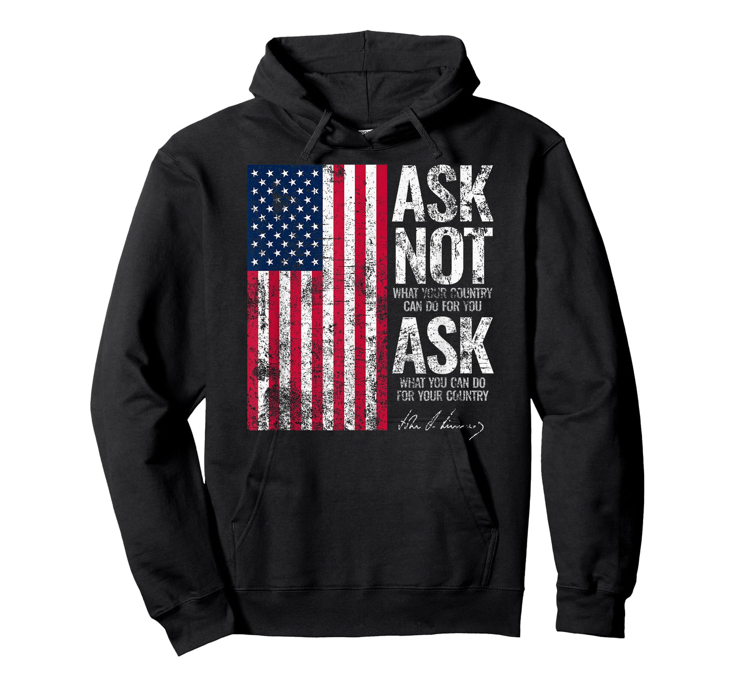 Utopia Sport Kennedy Shop JFK John F. Kennedy Ask Not Quote Distressed Print Unisex-Adults, Unisex-Kids T-Shirt, Black, Small, Short Sleeve
