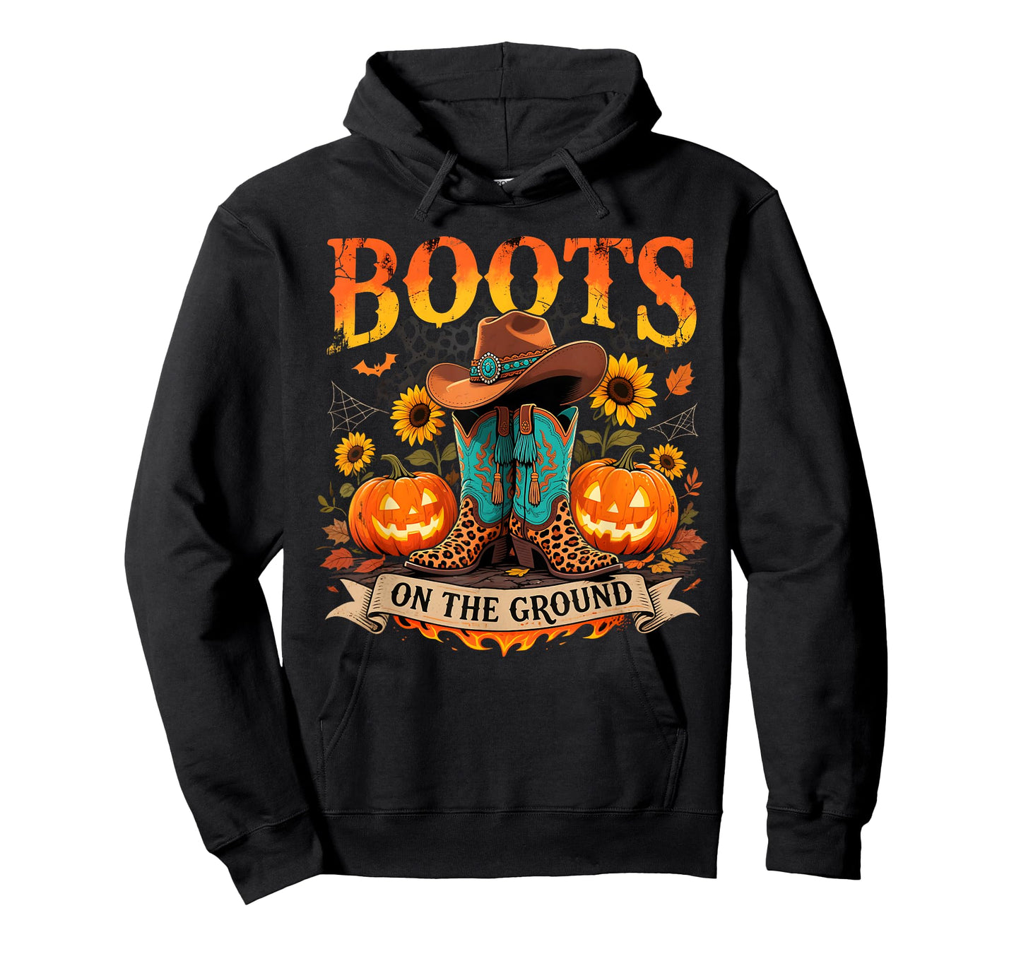 Boots On The Ground Halloween Cowboy Fire Art T-Shirt