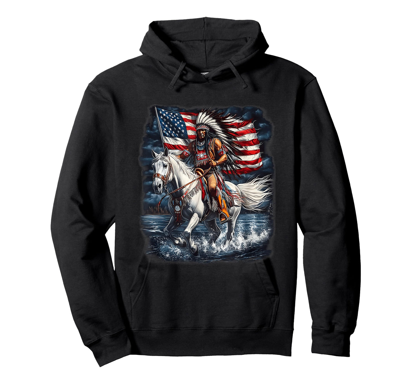 Native American Day Flag Indian Riding Horse 4Th of July T-Shirt