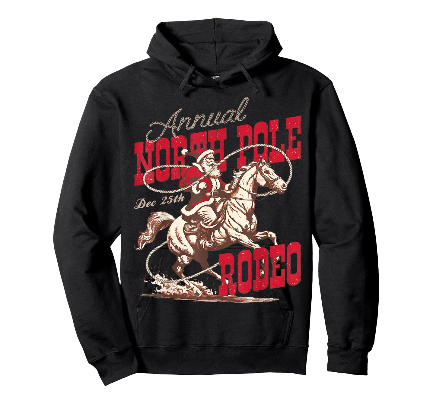 Vintage North Pole Rodeo Cowboy Santa Country Christmas T-Shirt