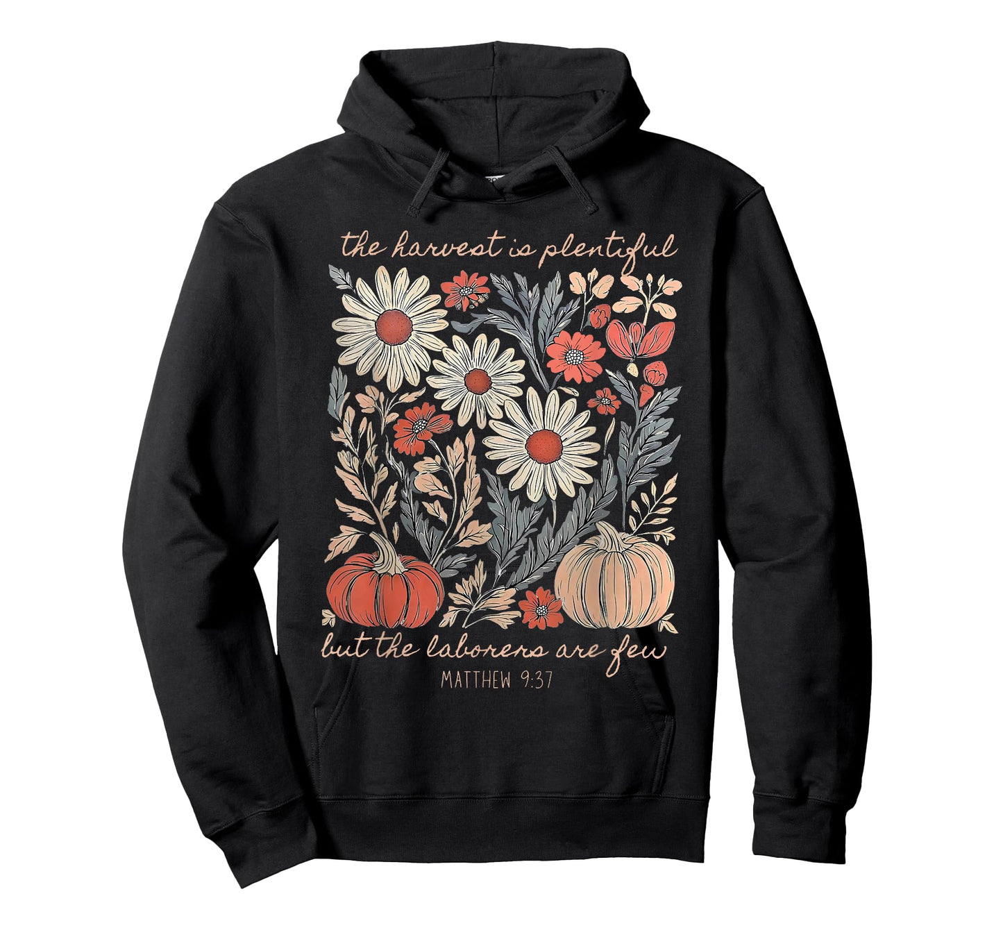 The Harvest Is Plentiful Wildflower Christian Pumpkin Autumn T-Shirt