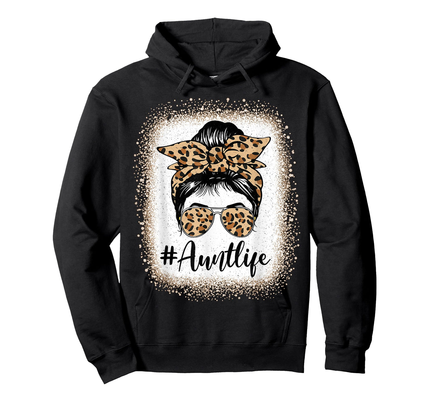 Aunt Life Bleached Leopard Messy Bun Auties Girl Mothers day T-Shirt