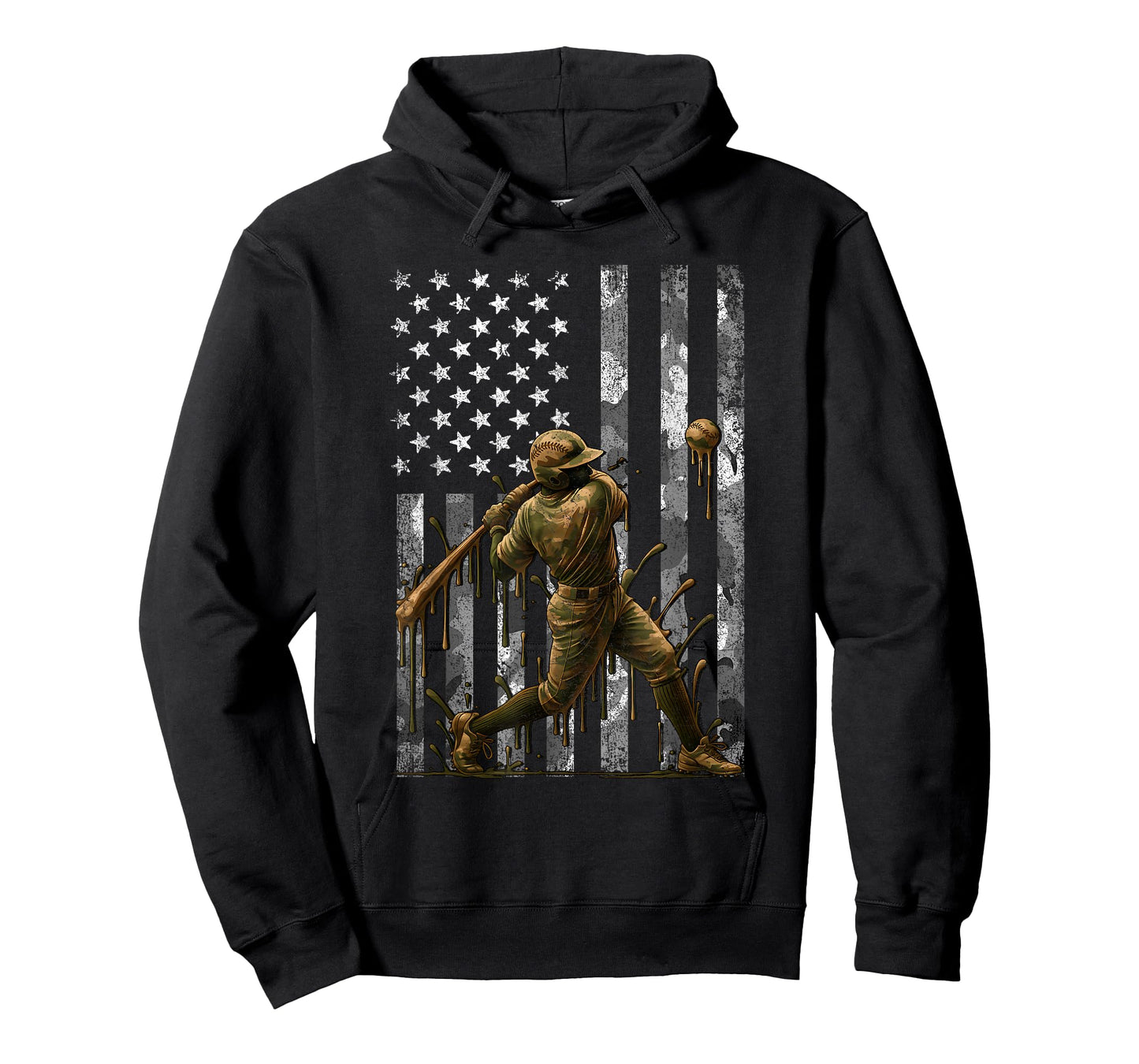 Patriotic Baseball American Flag Camo 4th Of July Mens Boys T-Shirt