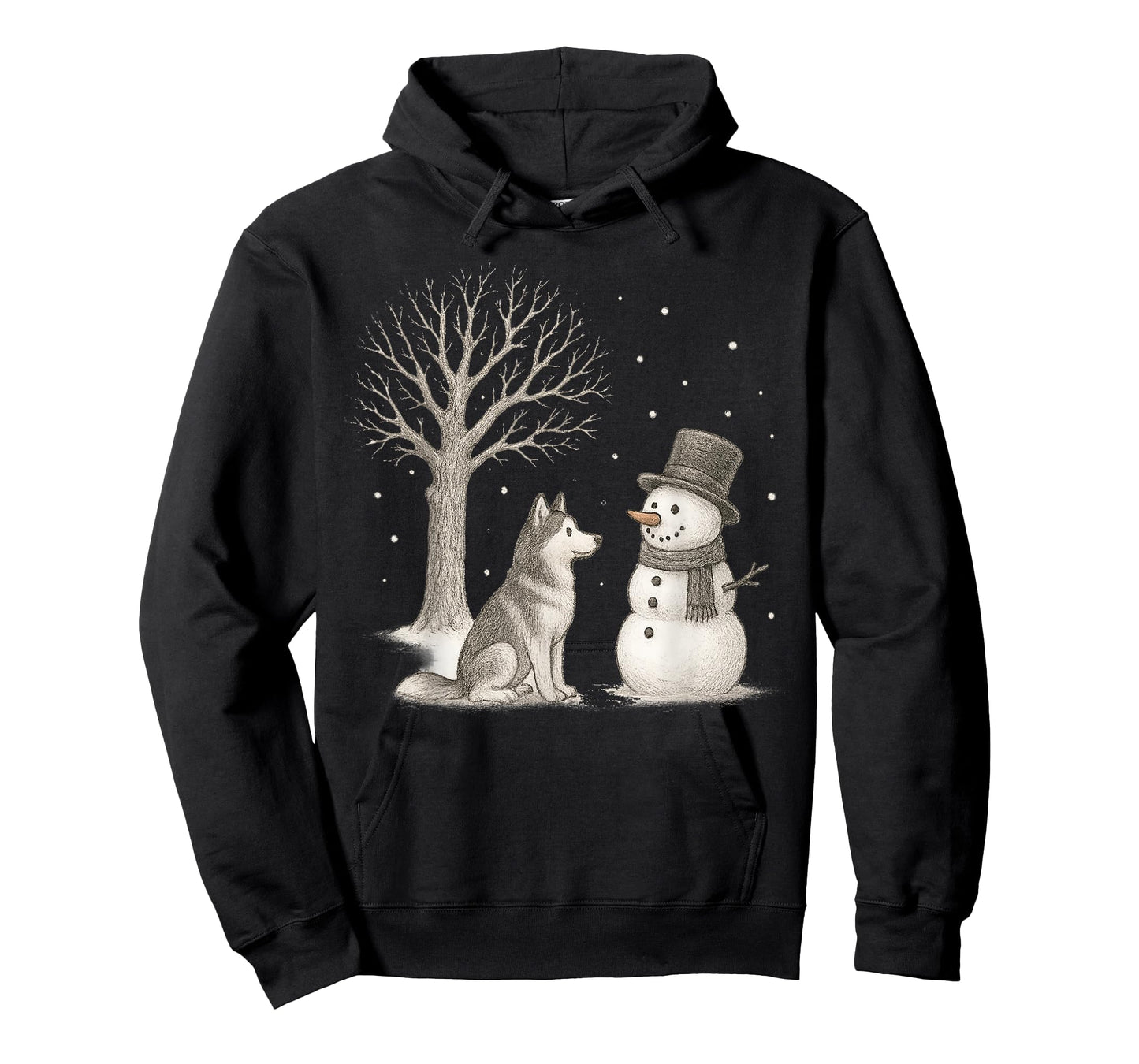 Husky Dog Snowman Winter Vintage Christmas Funny T-Shirt