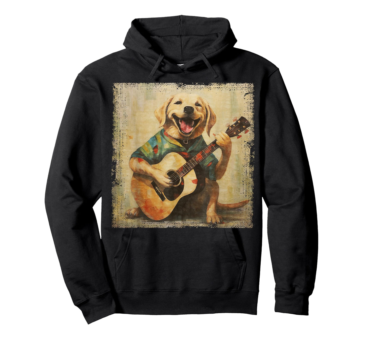 Colorful Oil Painting Of A Labrador Dog Lab Playing Guitar Men Women Girls Kids T-Shirt