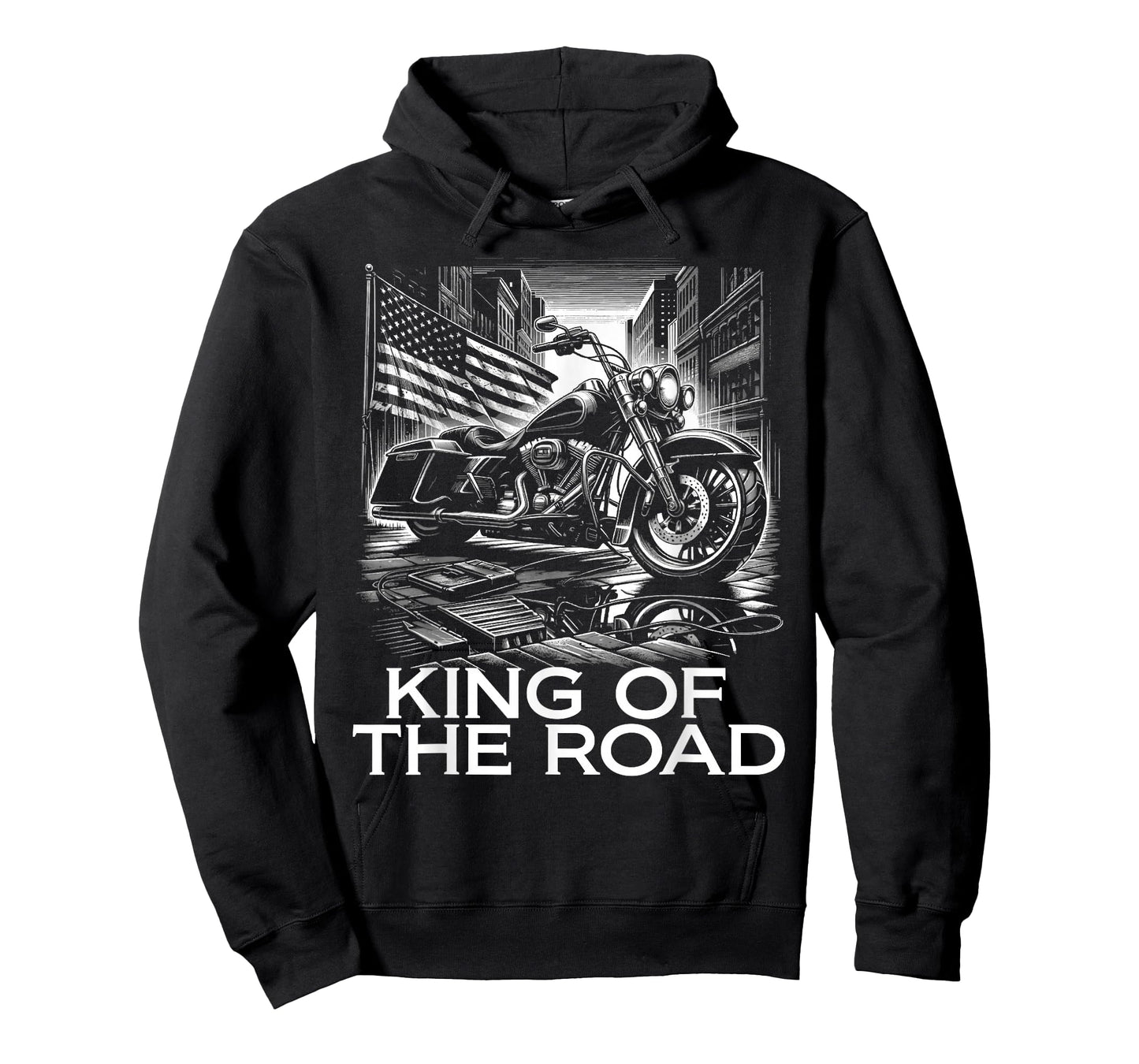 King of the Road Motorcycles American Flag Motorcycle Rider T-Shirt