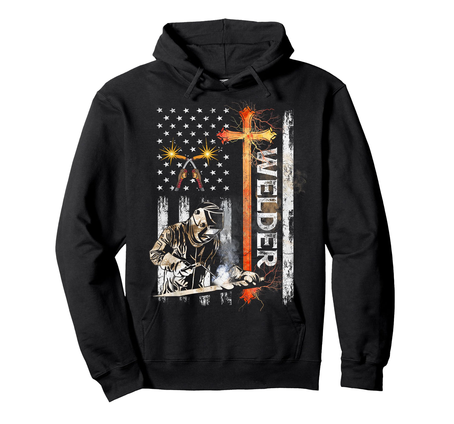 Welder American Flag Welding Faith Cross Christian T-Shirt