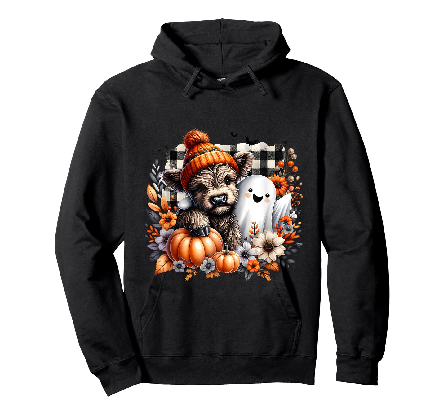 Cute Highland Cow Halloween With Ghost Pumpkin Spooky Season T-Shirt