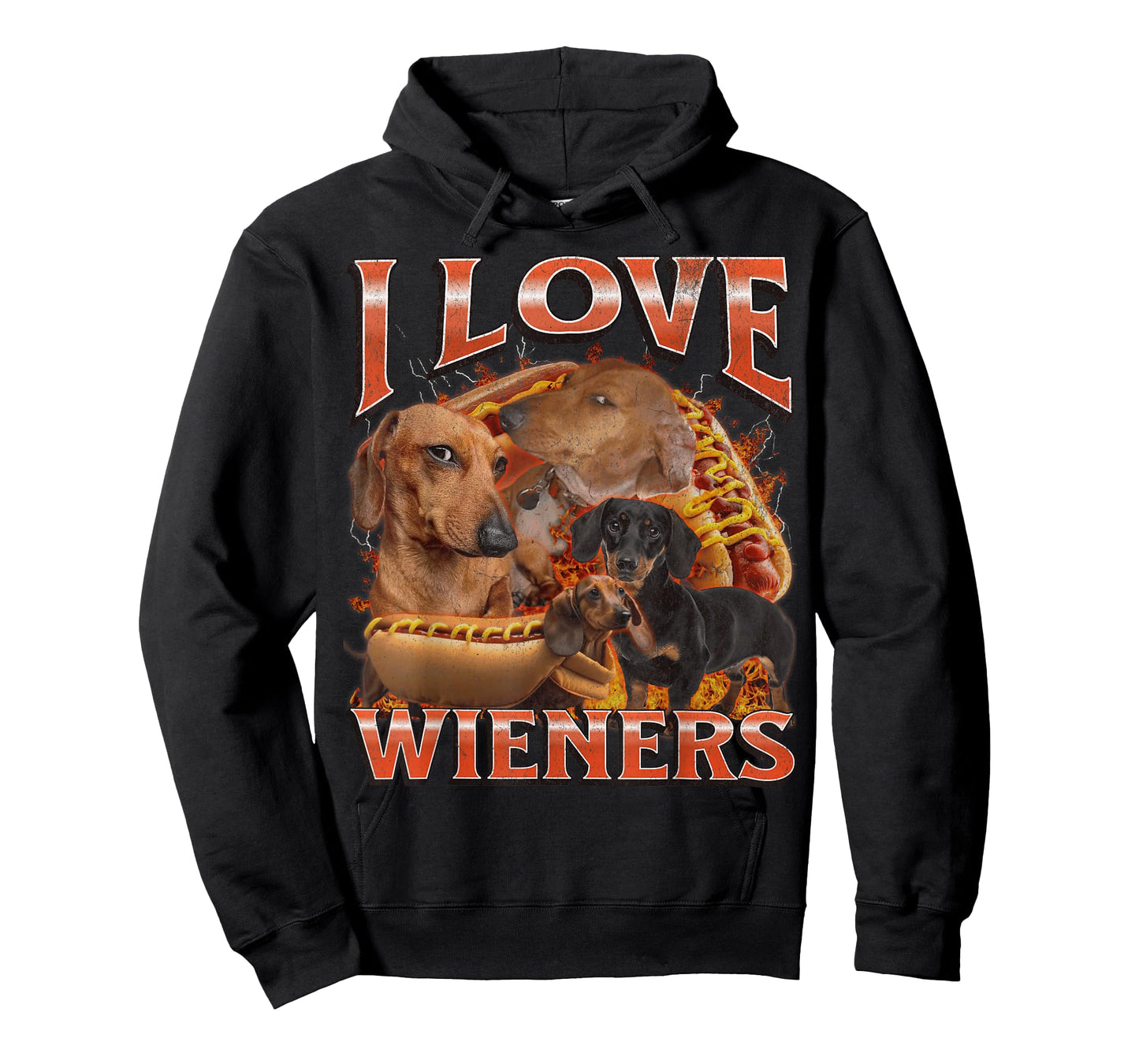 I Love Wieners Funny Offensive Dachshund Bootleg Graphic T-Shirt