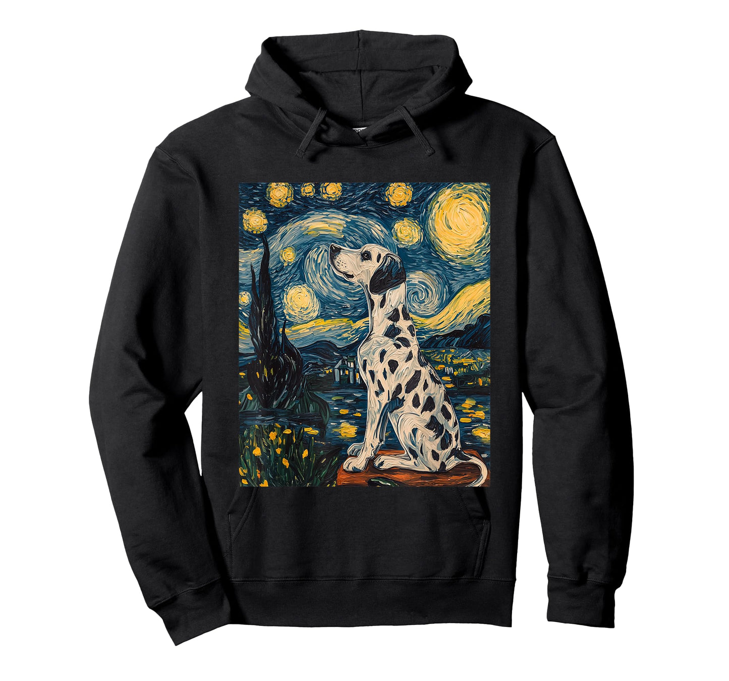 Cute Dalmatian Dog Doggy - Van Gogh Style - Starry Night T-Shirt