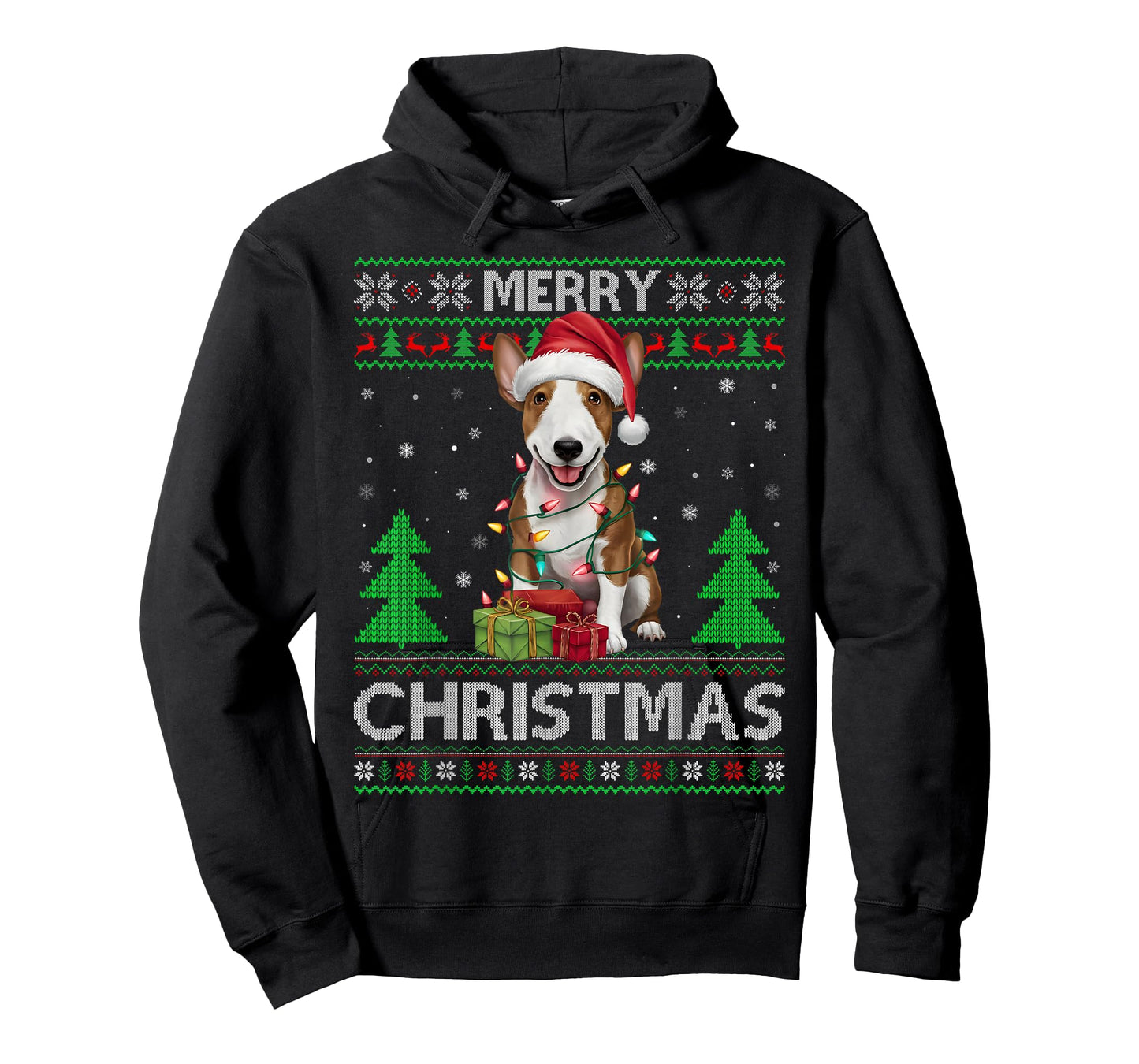 Ugly Xmas Sweater Style Miniature Bull Terrier Dog Christmas T-Shirt