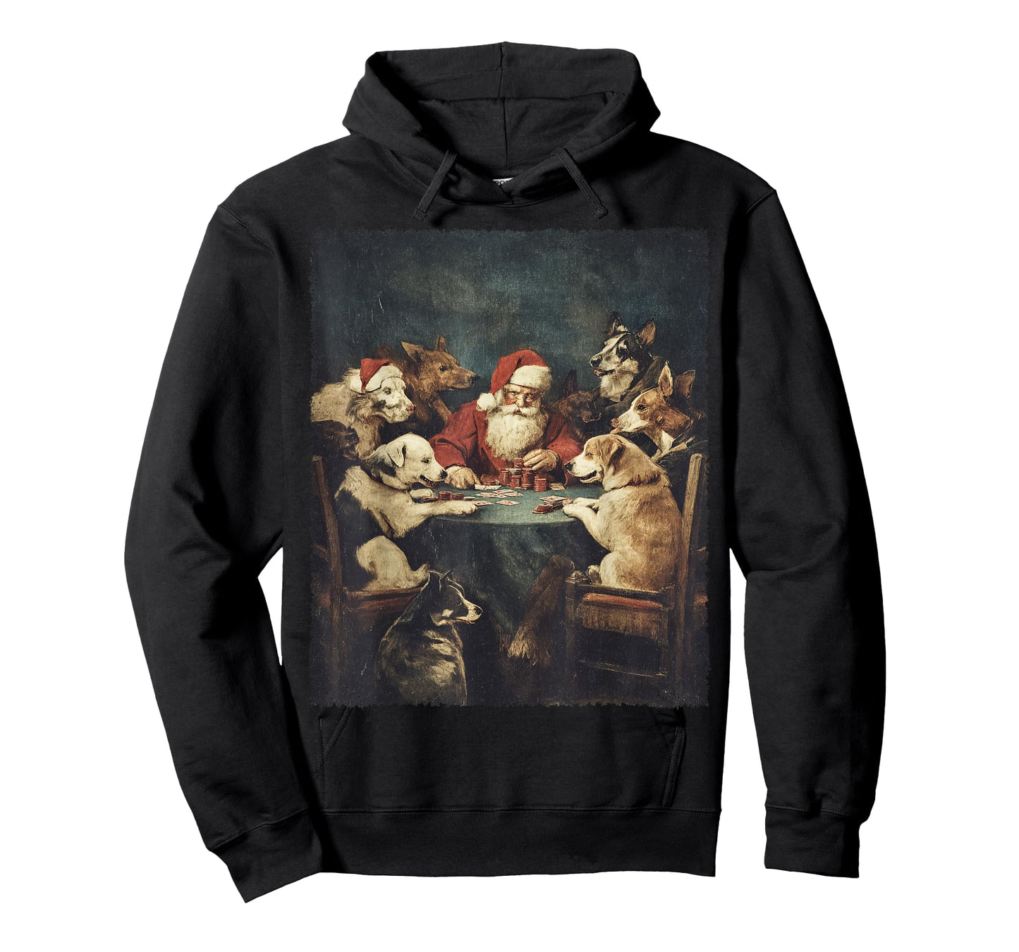 Christmas Santa Playing Cards Dogs Playing Poker T-Shirt