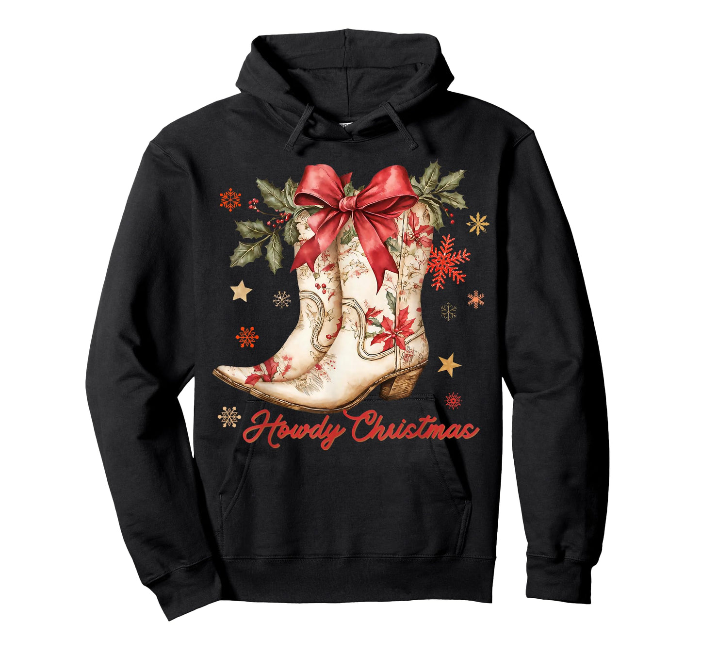 Merry and Bright Cowgirl Boot Christmas Western Cowboy T-Shirt