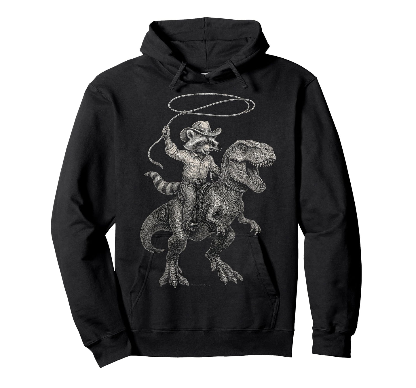 Vintage Raccoon Cowboy Western Trash Panda Riding T-rex T-Shirt