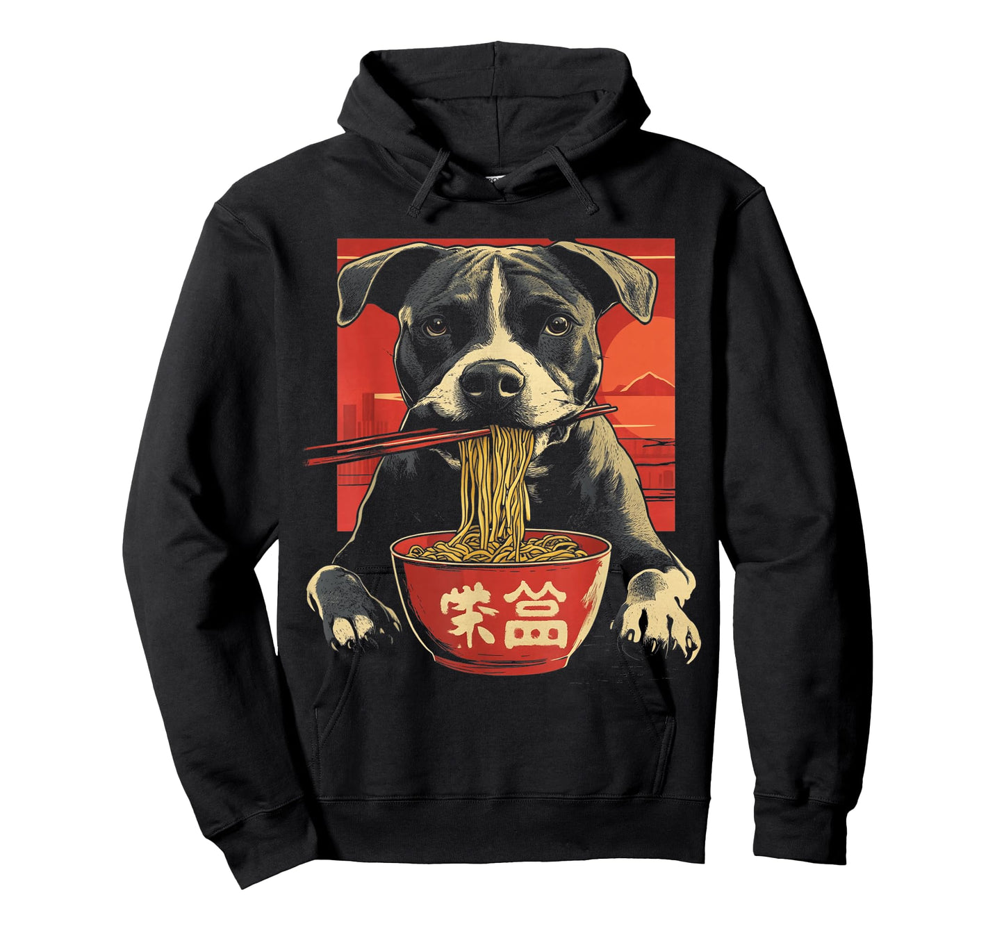 Pitbull Funny Dog Eating Ramen Noodles T-Shirt