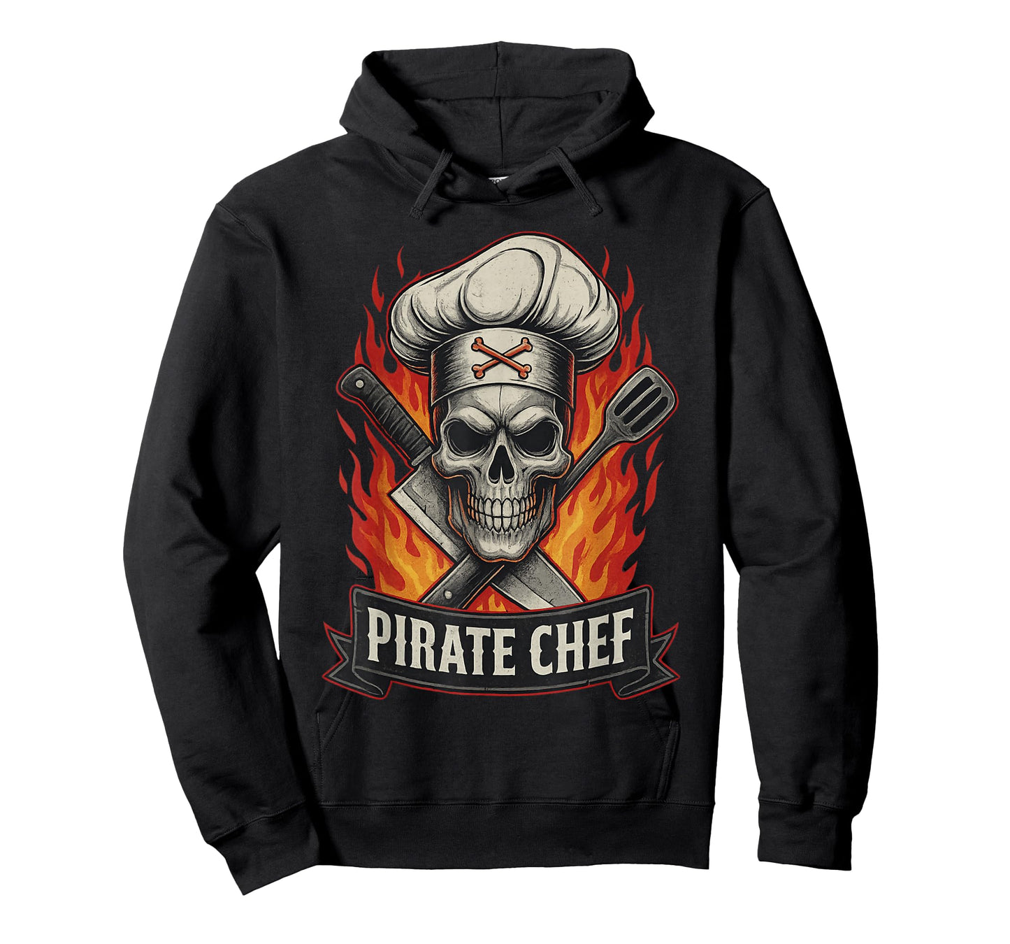 Pirate Chef Hat Knife Skull Funny Cook Restaurant Cooking T-Shirt