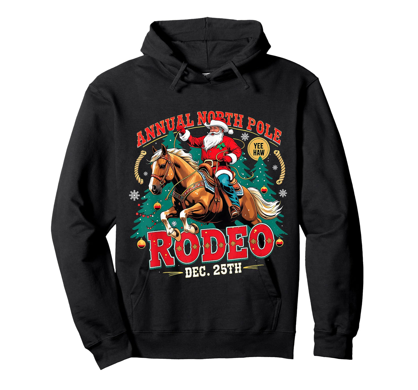 Annual North Pole Rodeo Christmas Cowboy Design T-Shirt