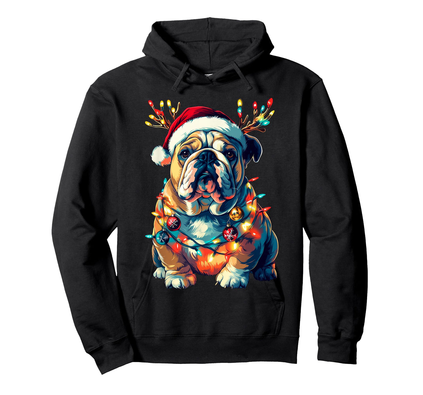 English Bulldog Dog Christmas Lights Xmas T-Shirt