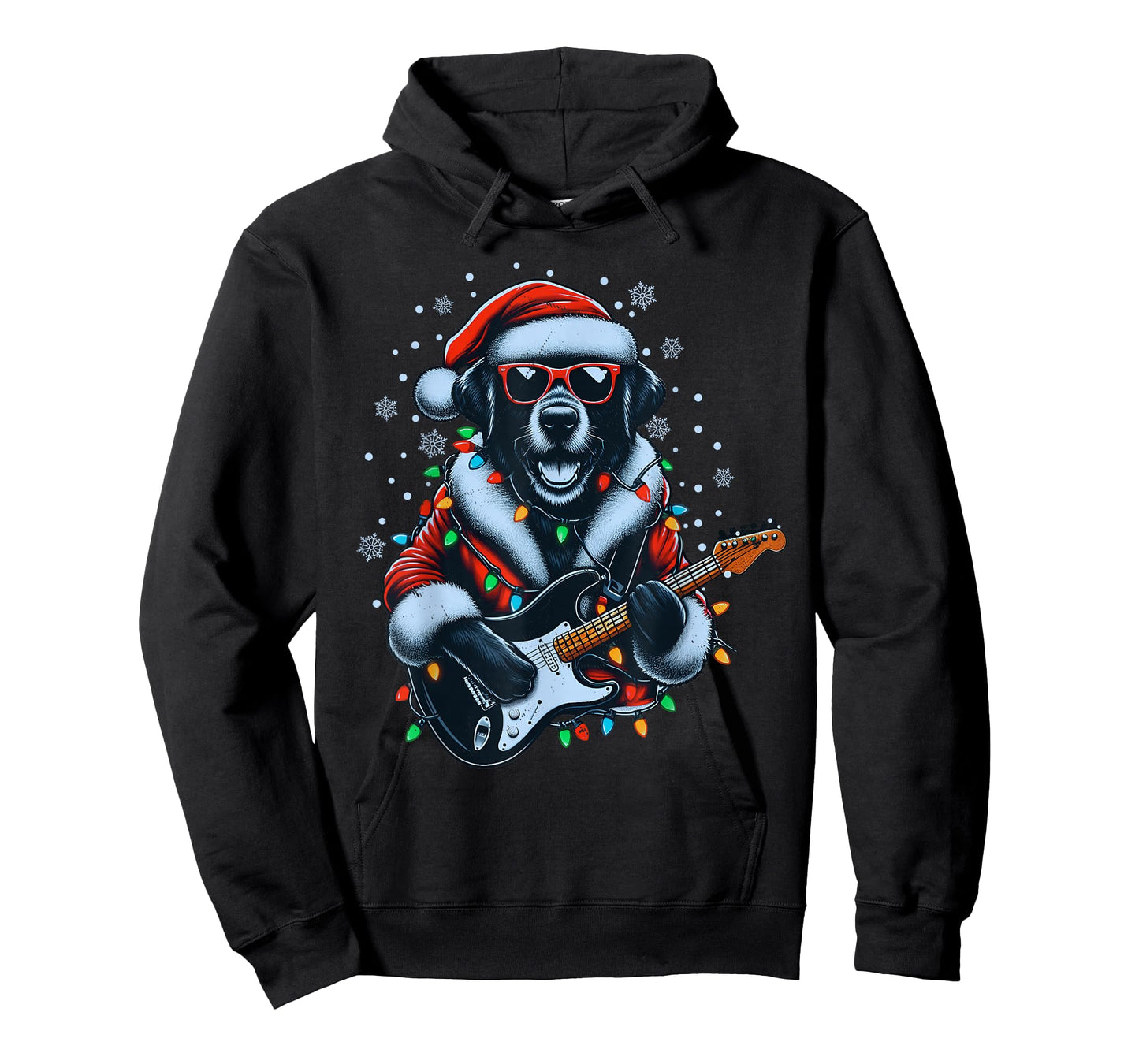 Rock Labrador Retriever Playing Guitar-Funny Christmas Dog T-Shirt