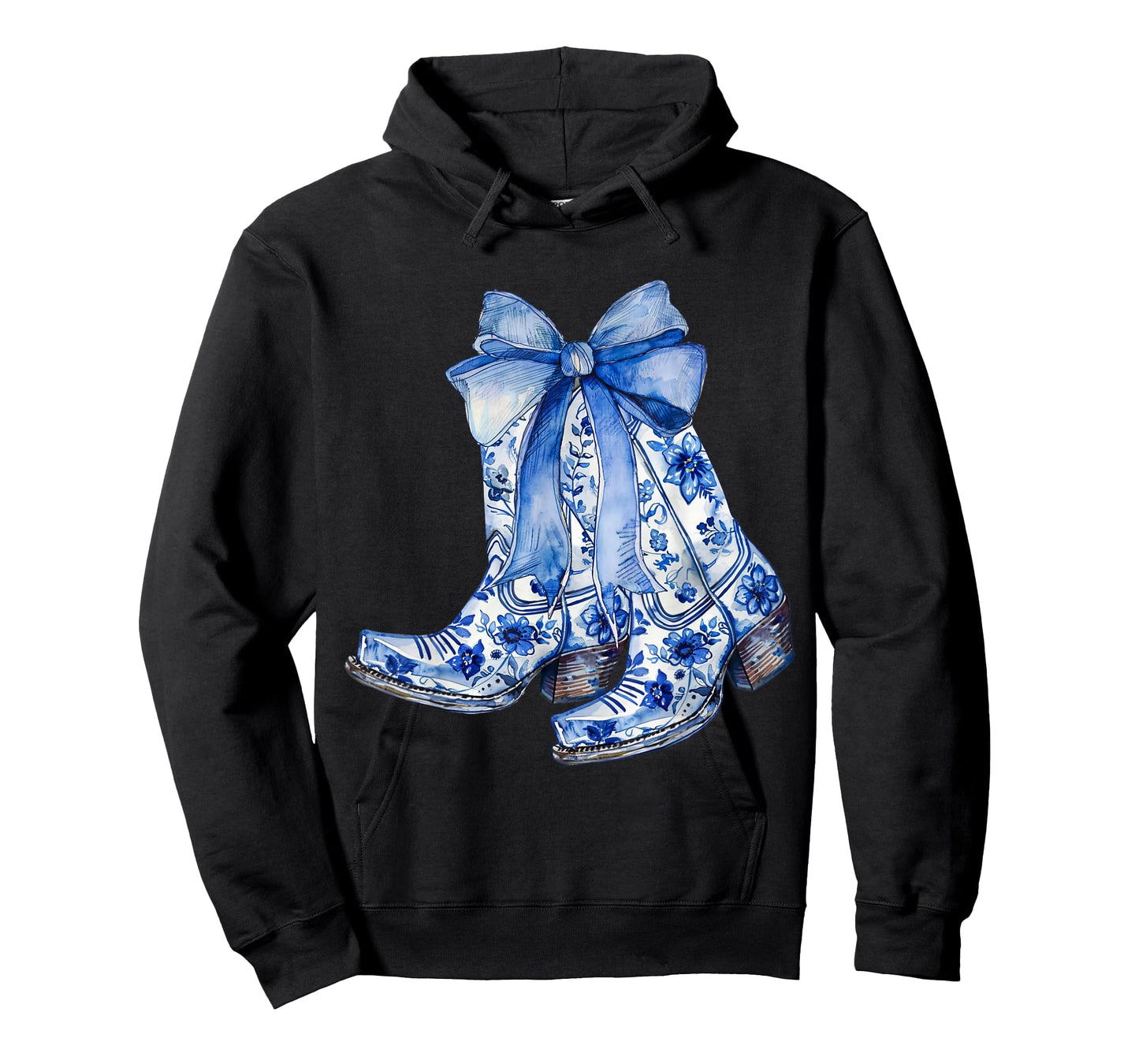 Coquette Blue Floral Boots Bow Cowboy Cowgirl T-Shirt