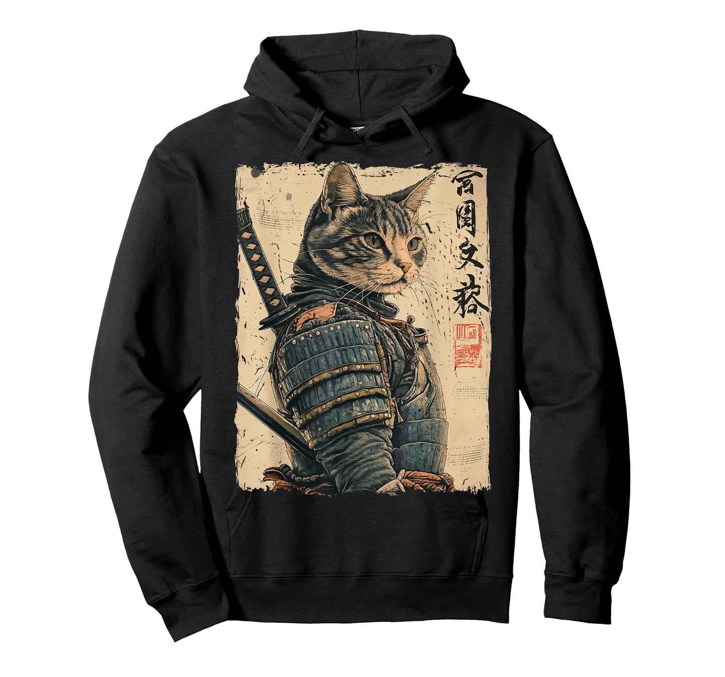 Samurai Cat Warrior Japanese Ukiyo-e Artwork Cat Samurai T-Shirt