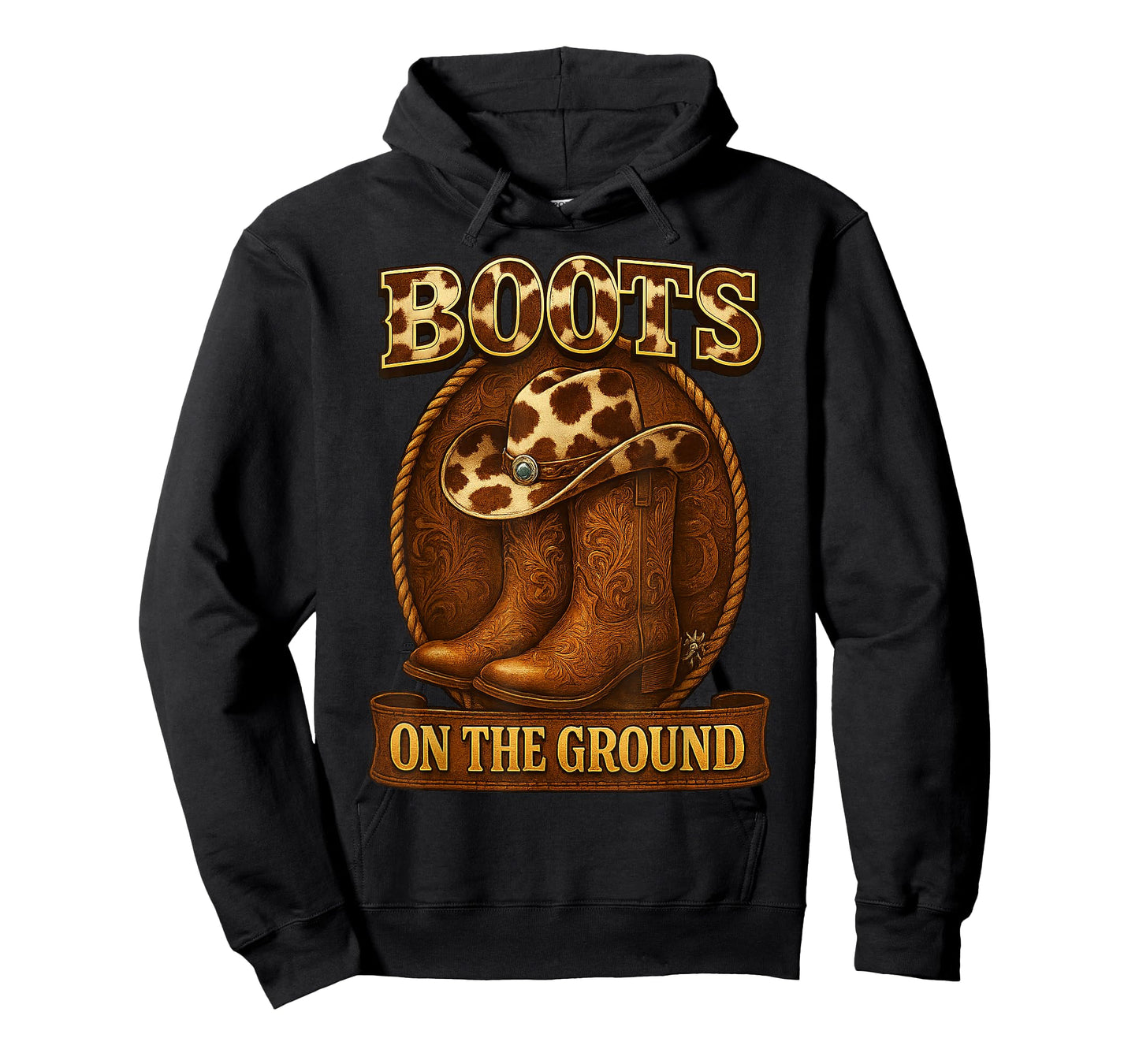 Boots On The Ground Cowboy Western Rodeo Boots Hat T-Shirt