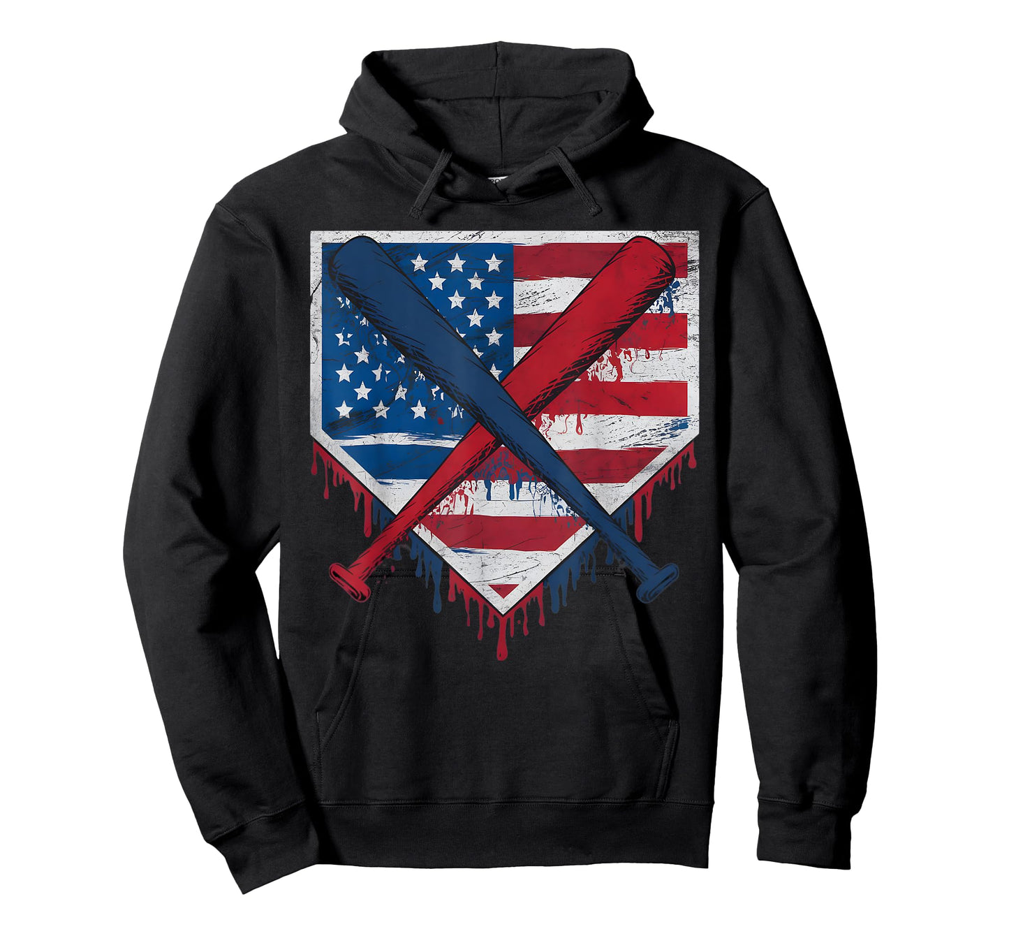 Baseball Home Plate Drip Baseball Ice Cream Flag US Matching T-Shirt