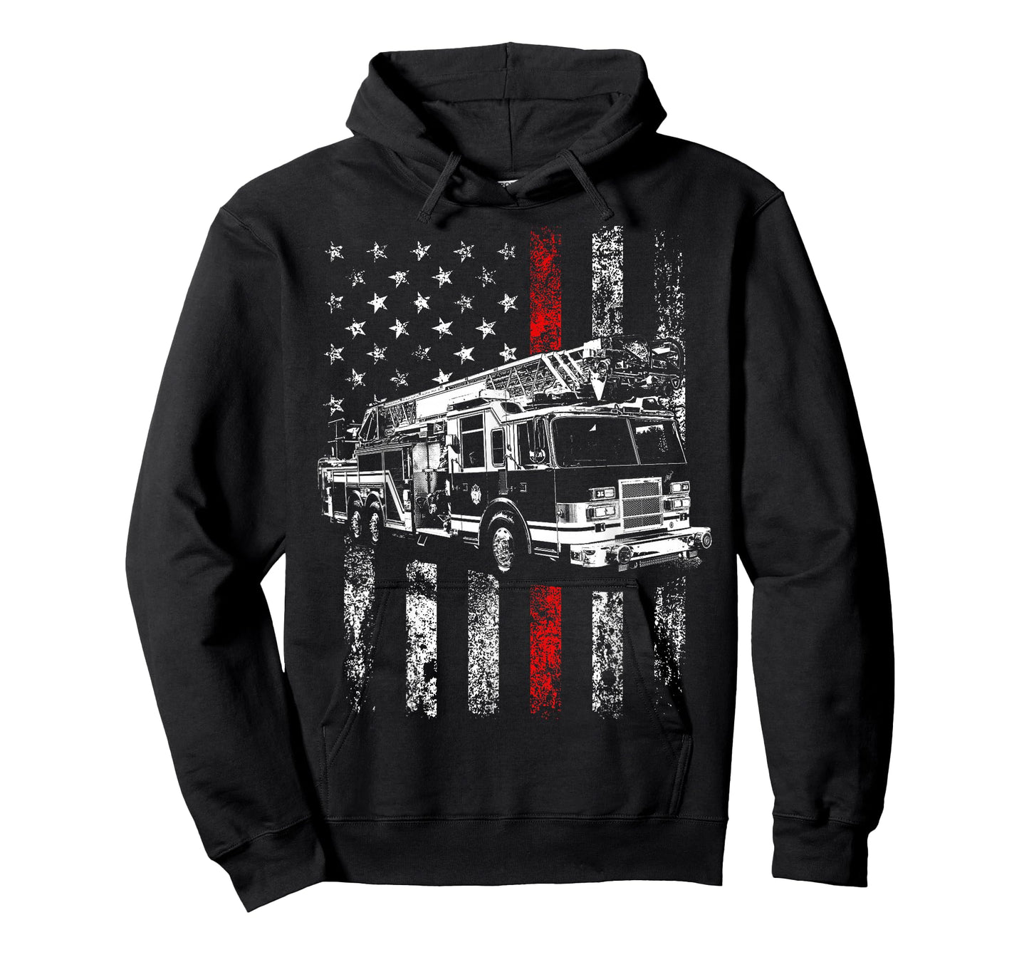 Fireman American Flag Thin Red Line Firefighter T-Shirt