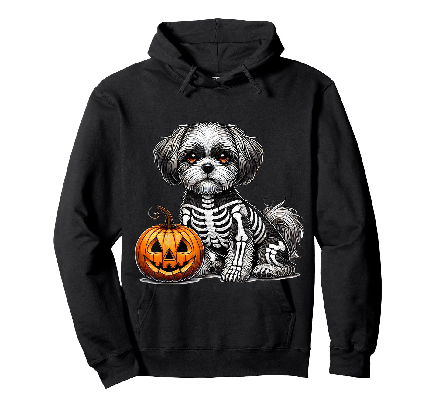 Shih Tzu Skeleton Jack O Lantern Funny Dog Halloween T-Shirt