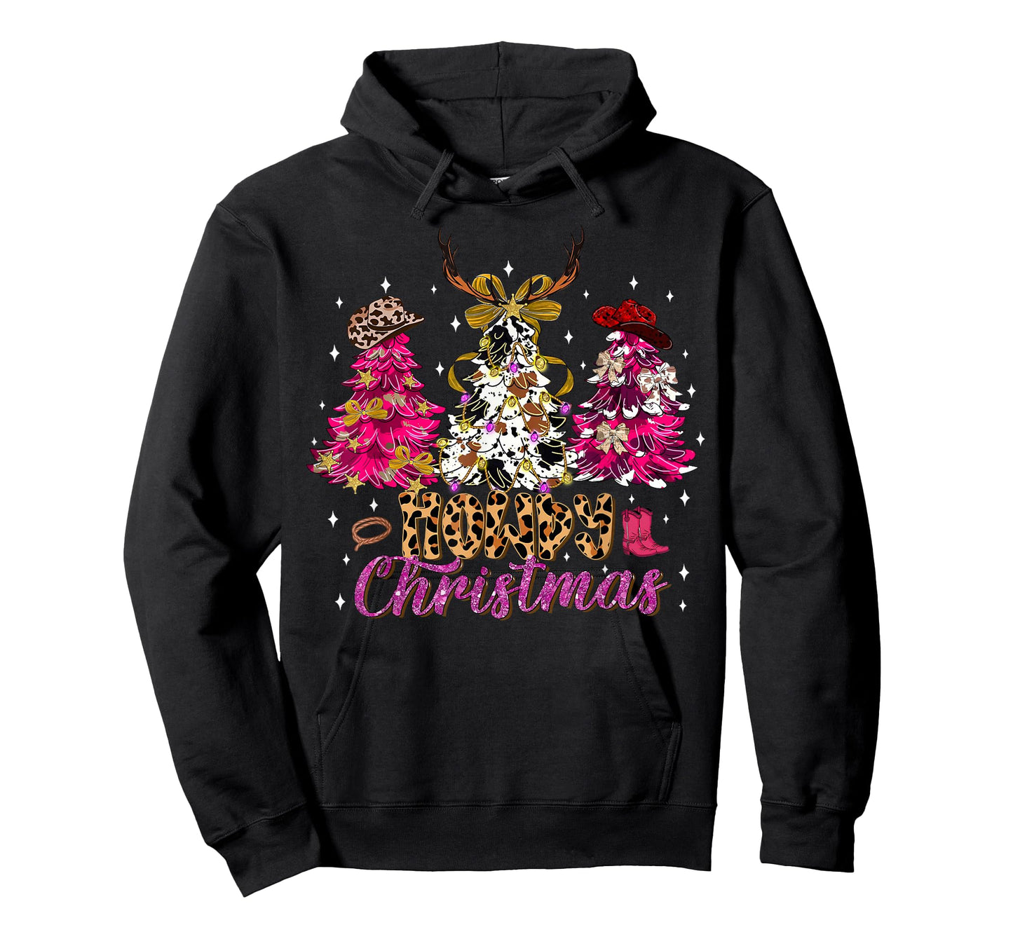 Howdy Christmas Coquette Bow Xmas Trees Cowboy Western Funny T-Shirt