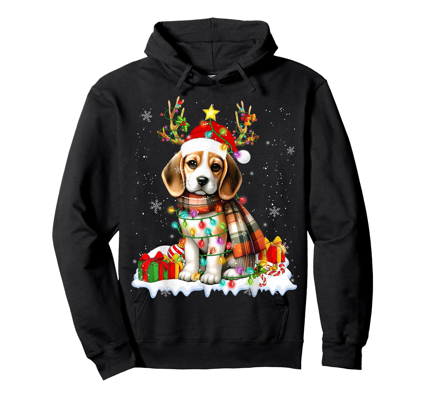 Santa Beagle Christmas Lights Funny Reindeer Dog Xmas 2026 T-Shirt