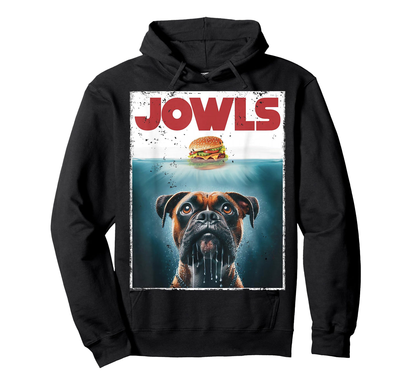 Funny Drooling Boxer, Jowls, Fawn, Dog Mom, Dog Dad, Burger T-Shirt