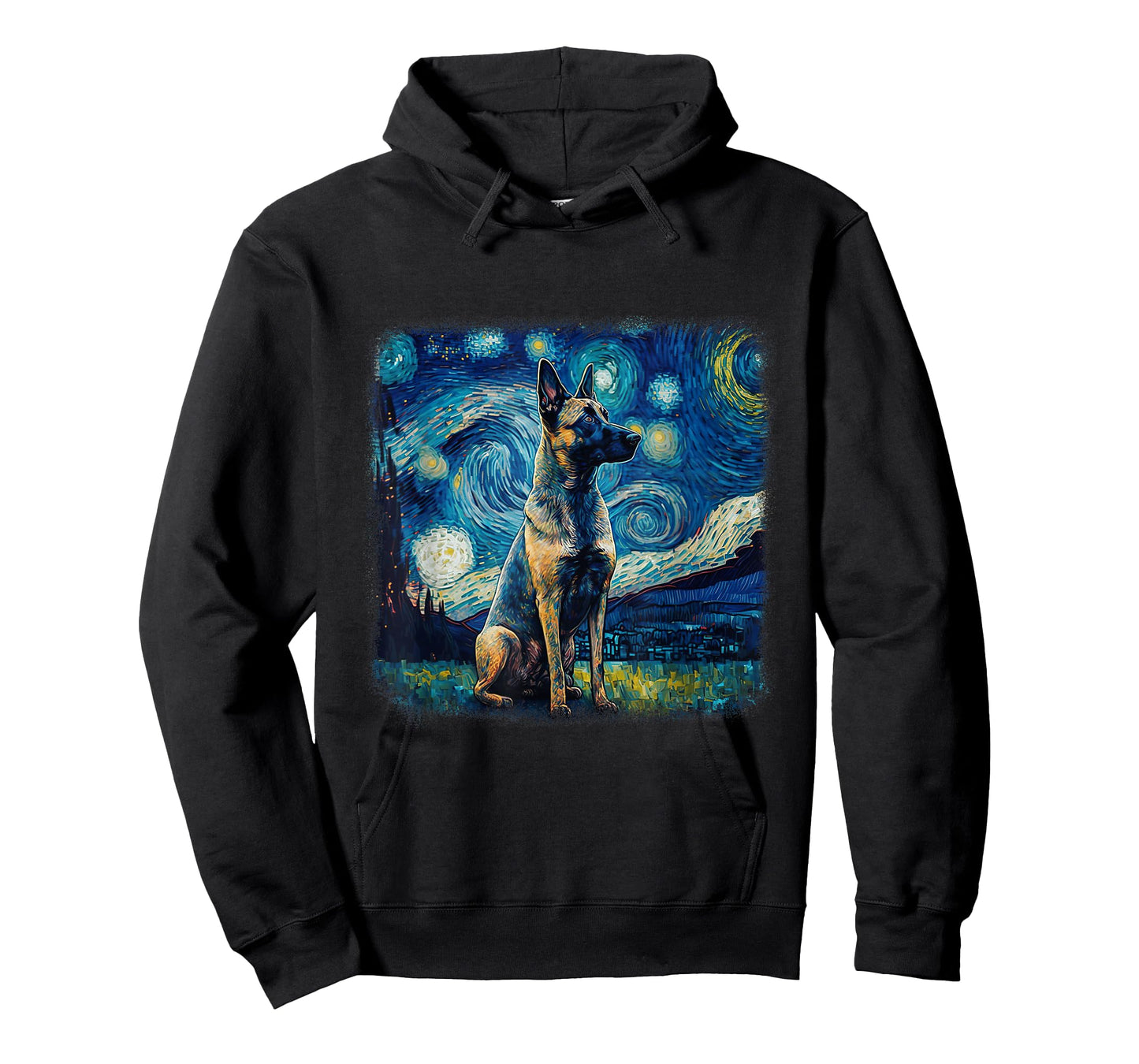 Dog in Starry Night Van Gogh Belgian Malinois T-Shirt