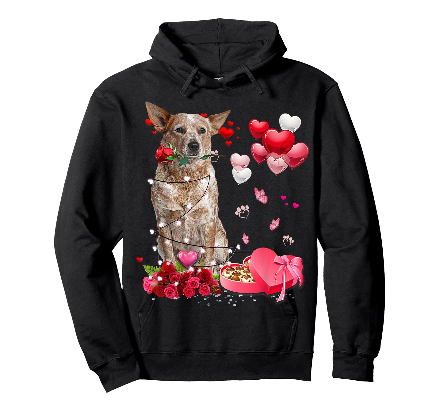 Funny Red Heeler Rose Heart Happy Valentine Day Dog Mom T-Shirt