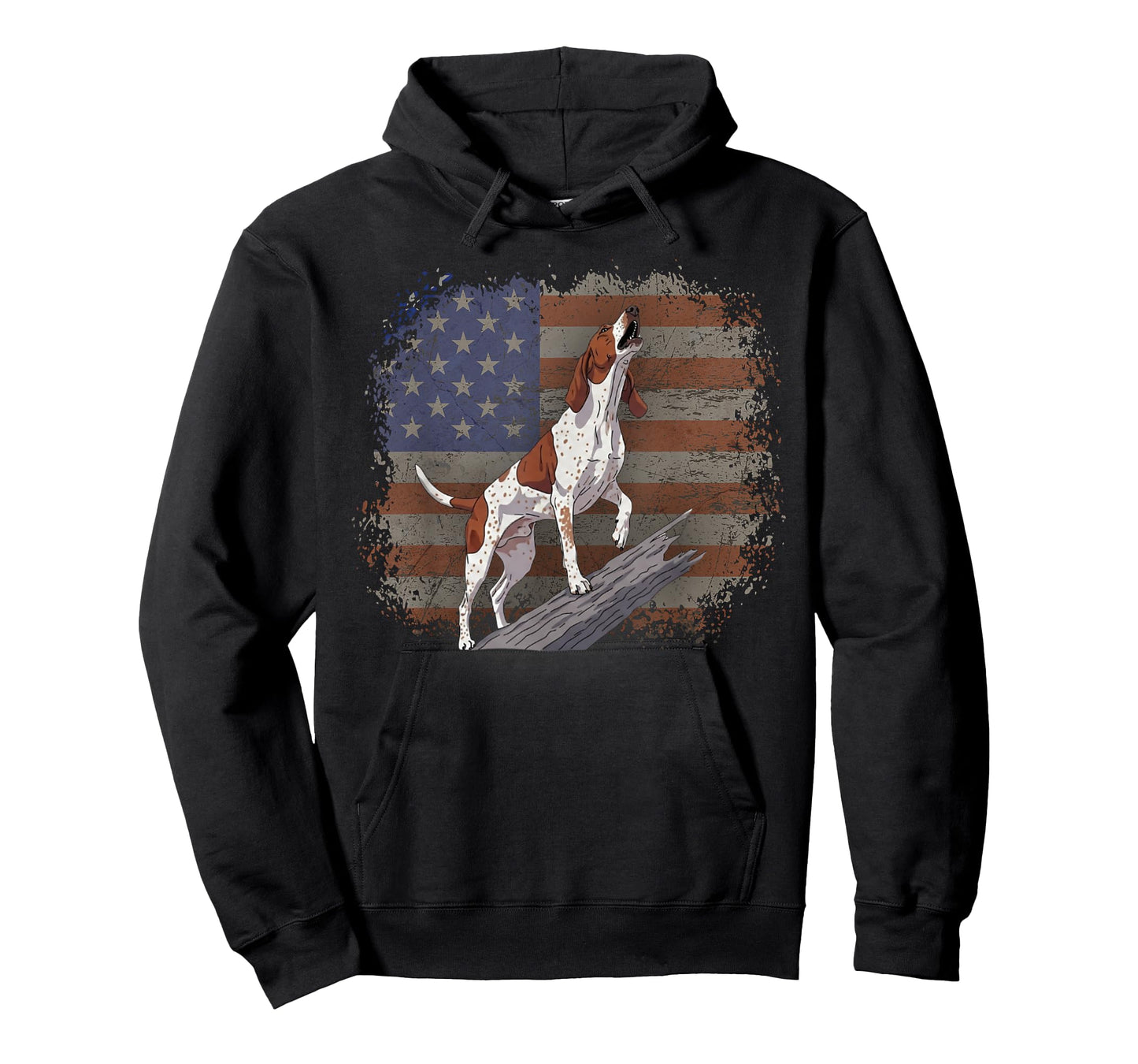 Distressed American Flag Redtick Treeing Coonhound Dog T-Shirt