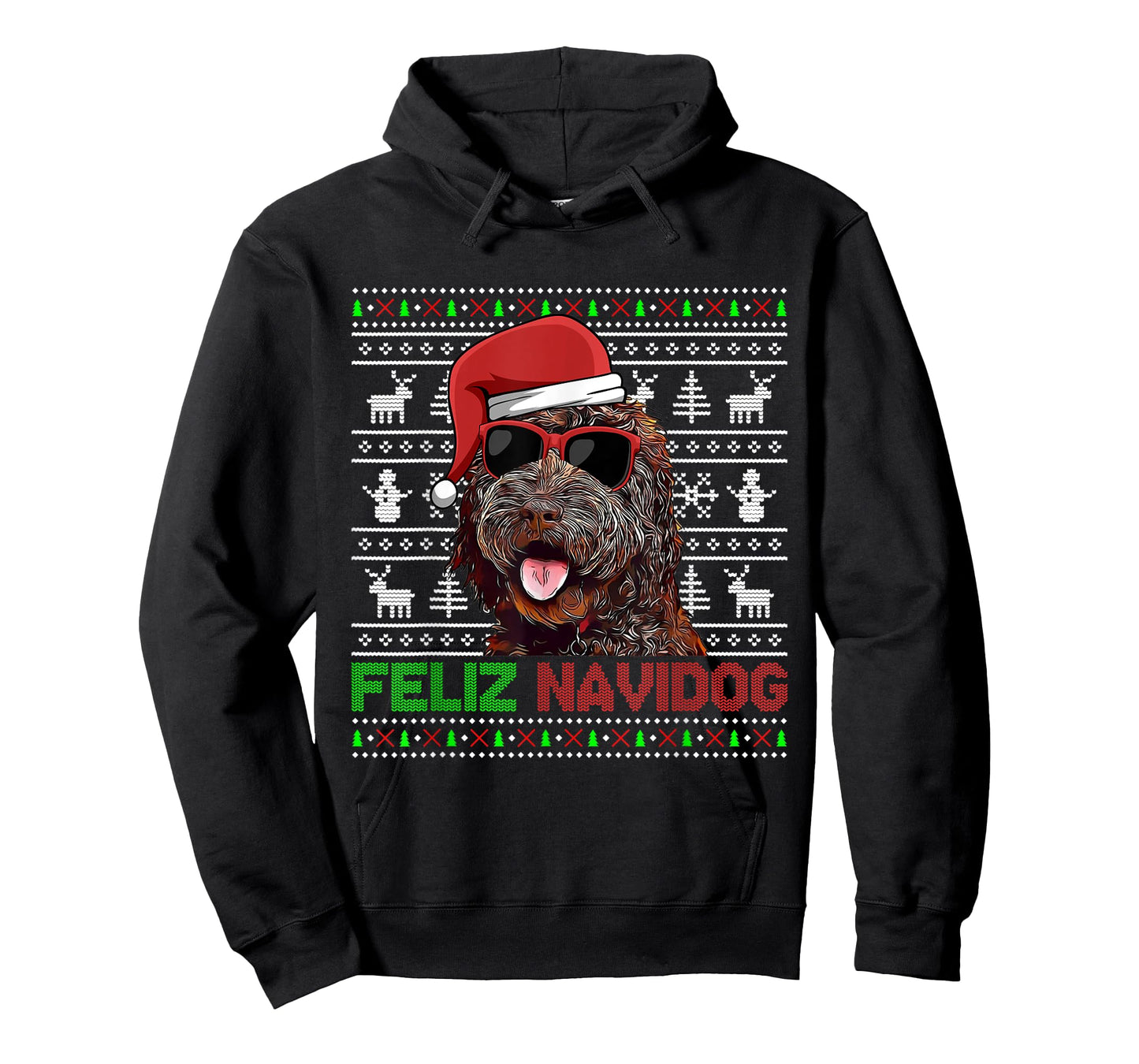 Barbet Dog Feliz Navidog Funny Christmas T-Shirt