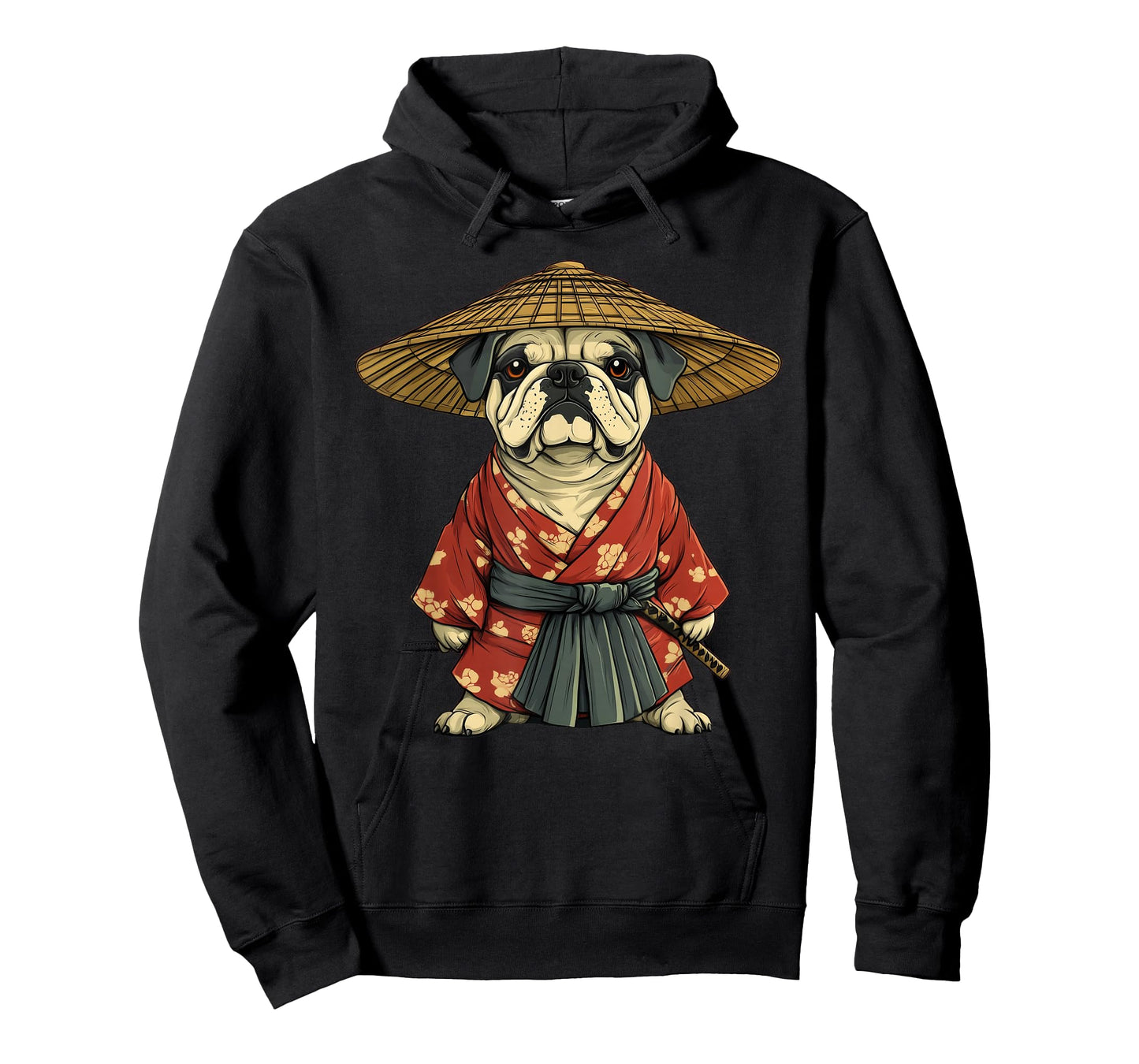 English Bulldog Dog Samurai Art T-Shirt