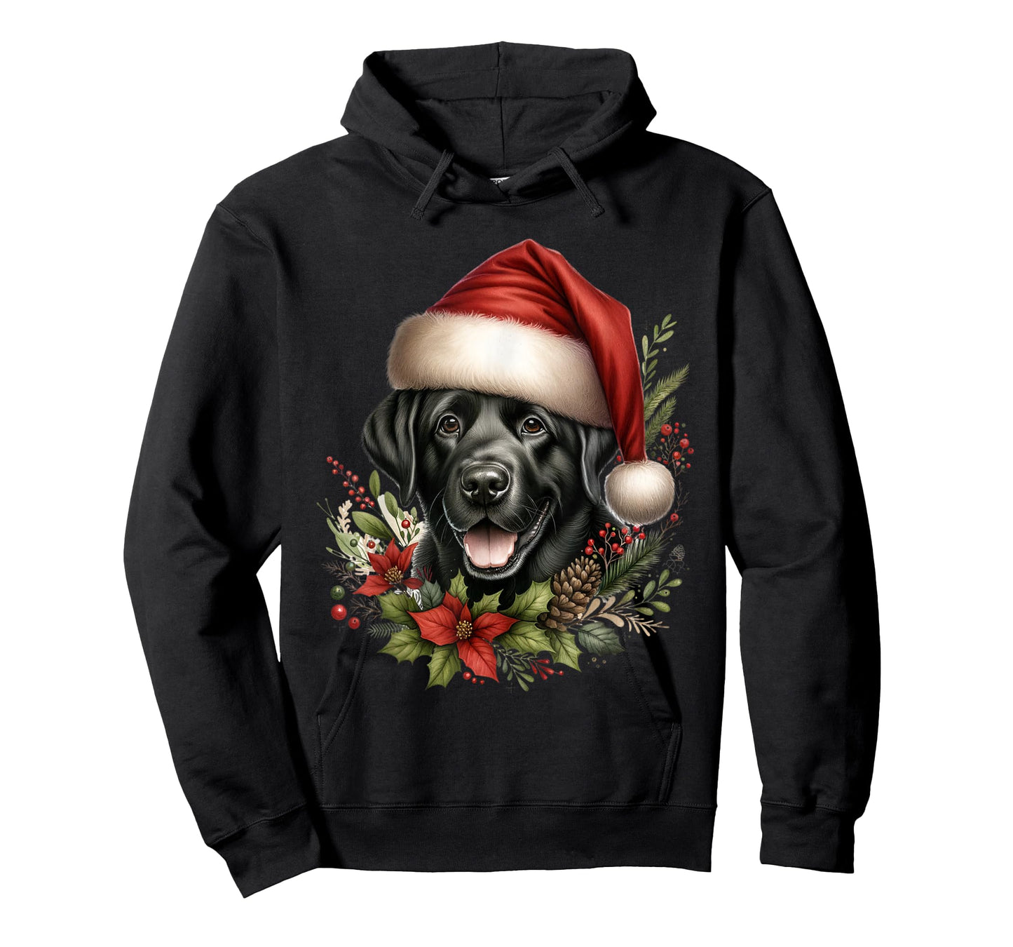 Christmas Black Labrador Lab Dog Watercolor Artwork T-Shirt