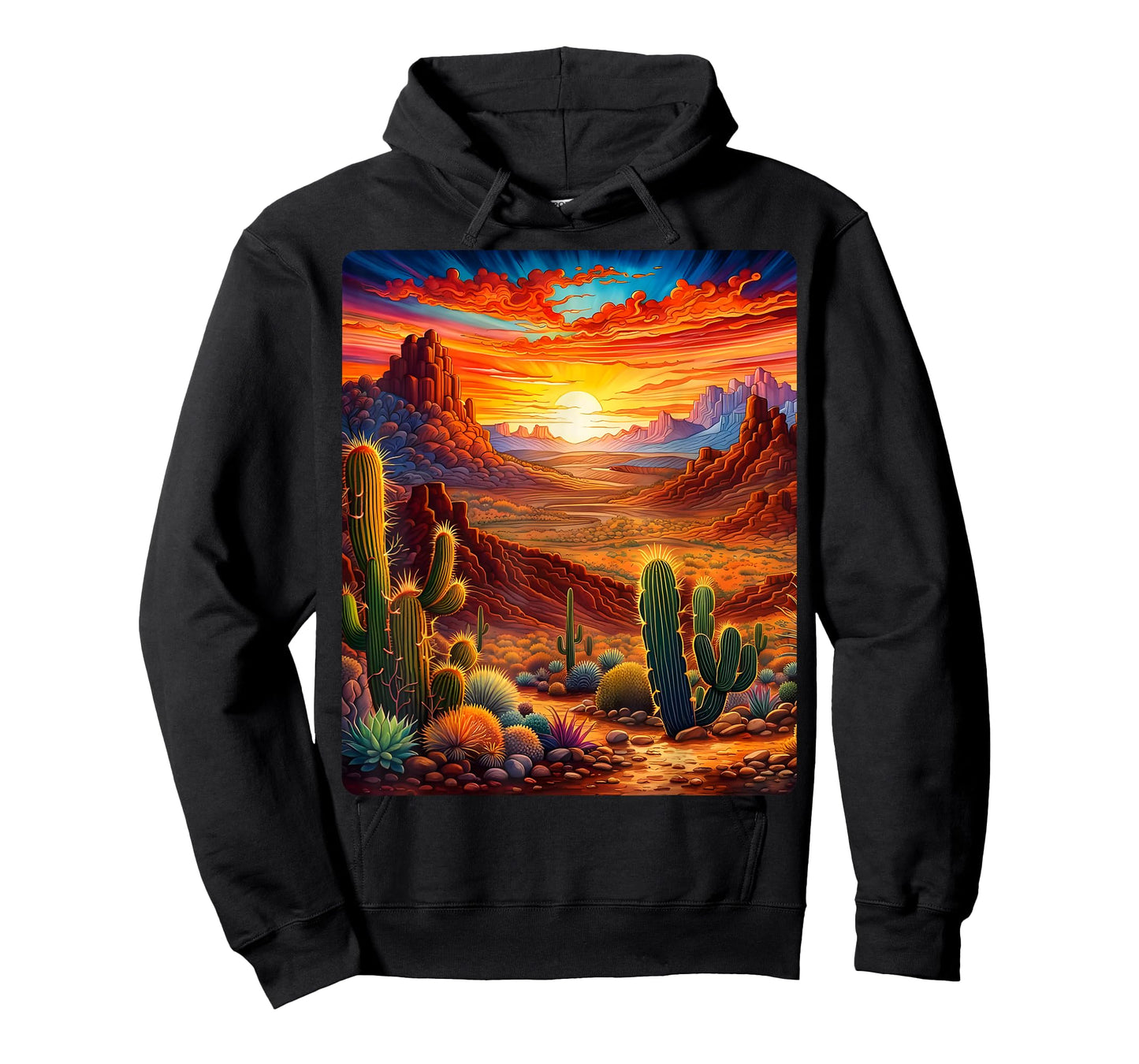 Valley Desert Sunset Sunrise Cactus Mountains Nature Clouds T-Shirt