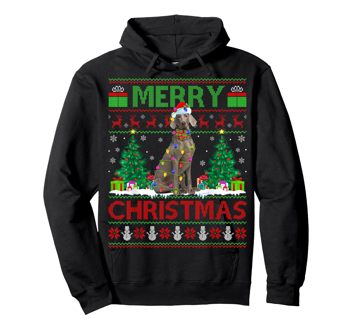 Weimaraner Dog Lover Xmas Lighting Ugly Weimaraner Christmas T-Shirt for Men Women Kids
