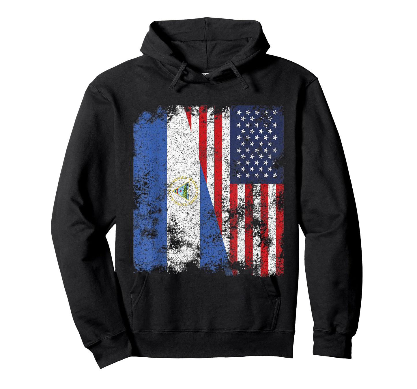 Nicaragua USA Flag Distressed - Half American T-Shirt