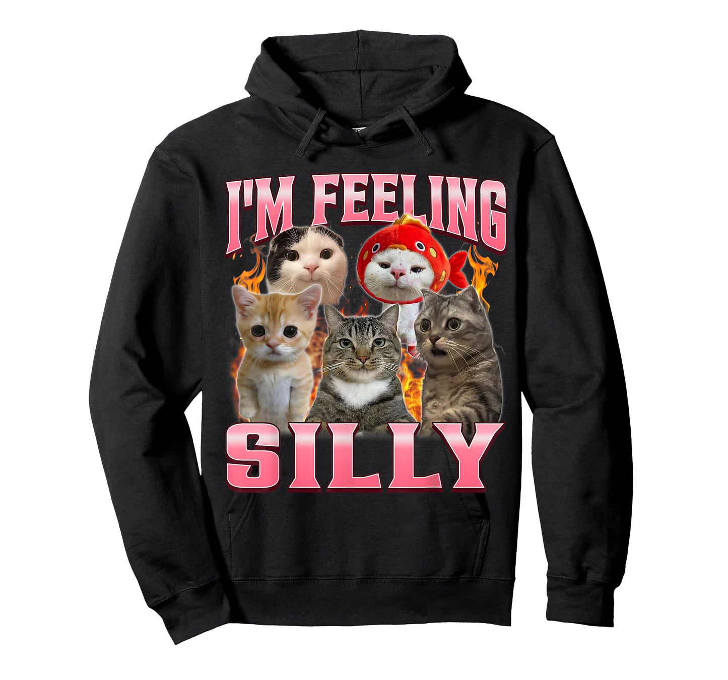 Funny I'm Feeling Silly Humor Cute Cat Meme Bootleg Graphic T-Shirt