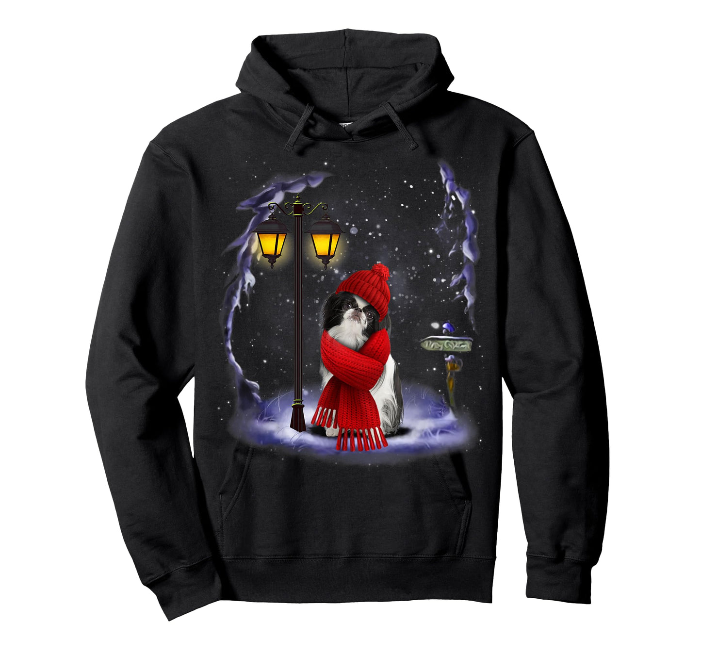 Japanese Chin Santa Snow Christmas Light Winter Pajama T-Shirt
